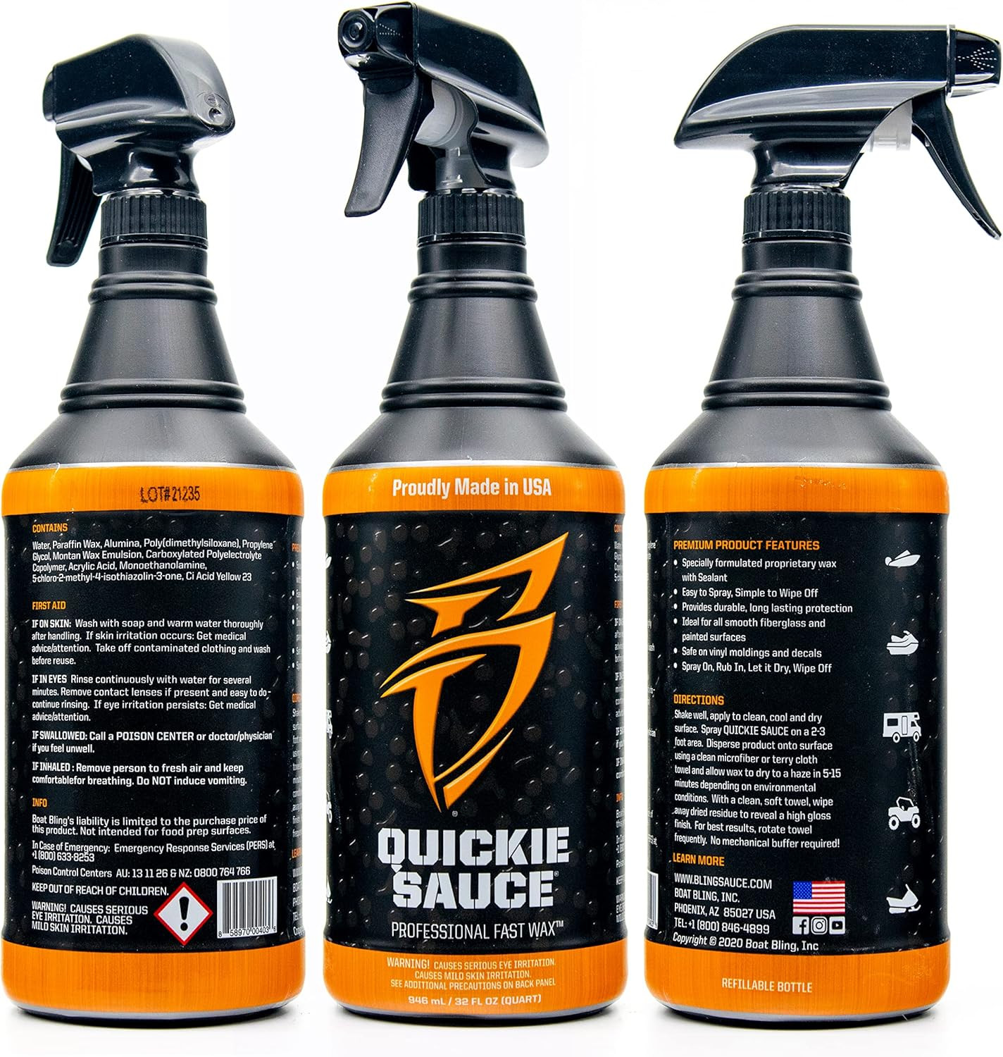 Quickie Sauce Premium High-Gloss Fast Wax, 32 Oz., for Boats, Rvs, Powersport Ve
