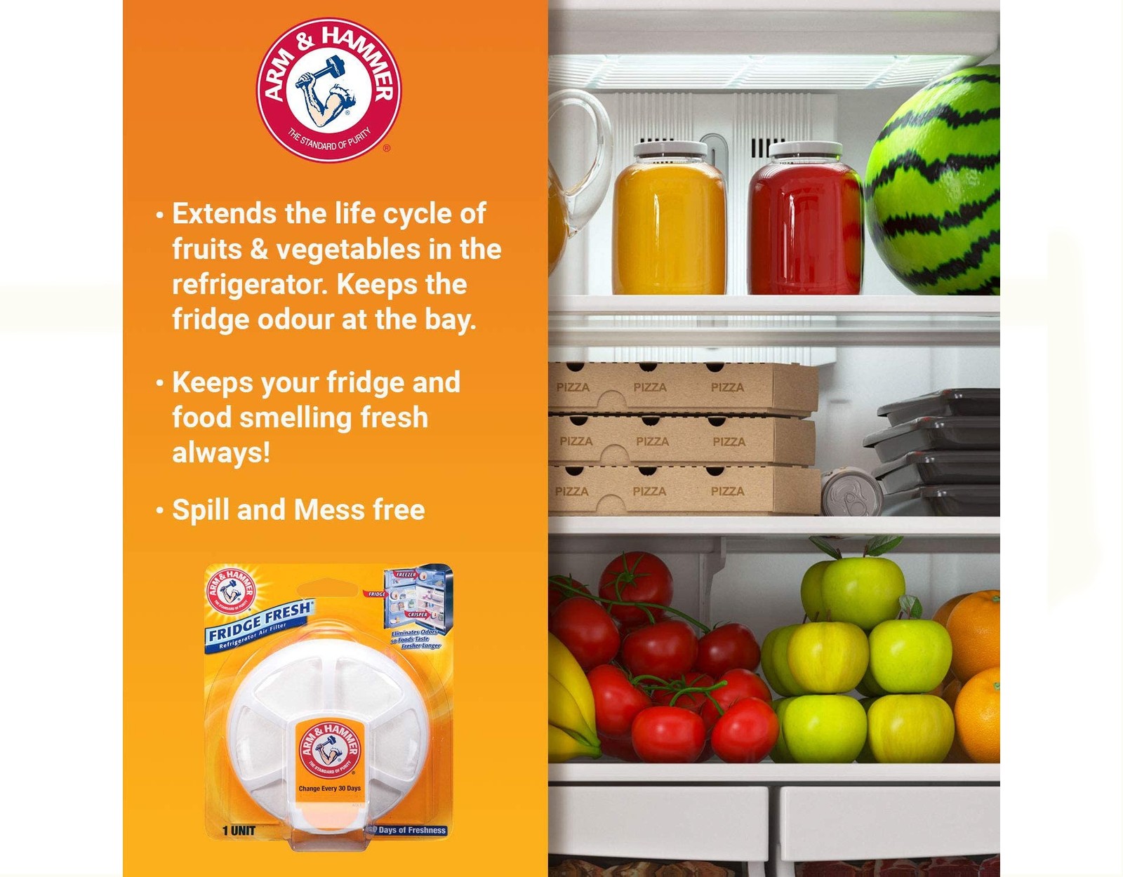 Arm and Hammer Fridge Fresh Baking Soda Disc – Pack of 5