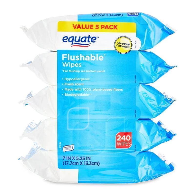 Moist Refreshing Clean Flushable Wipes Hypoallergenic Aloe Vitamin E 240 Total