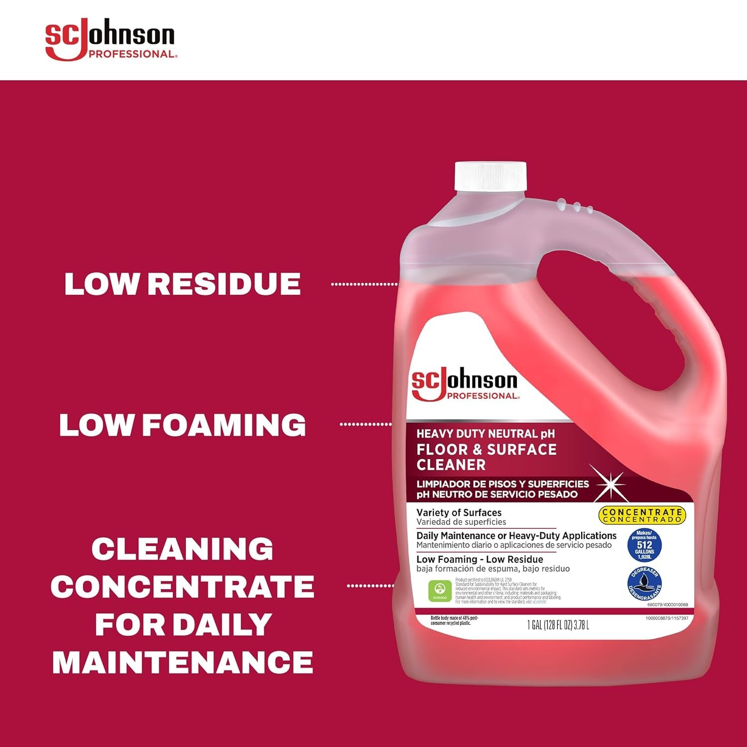 Heavy Duty Neutral pH Floor Cleaner Concentrate – 1 Gallon for Professionals