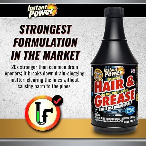 Instant Power Hair and Grease Liquid Drain Opener 20 oz Total Qty 6