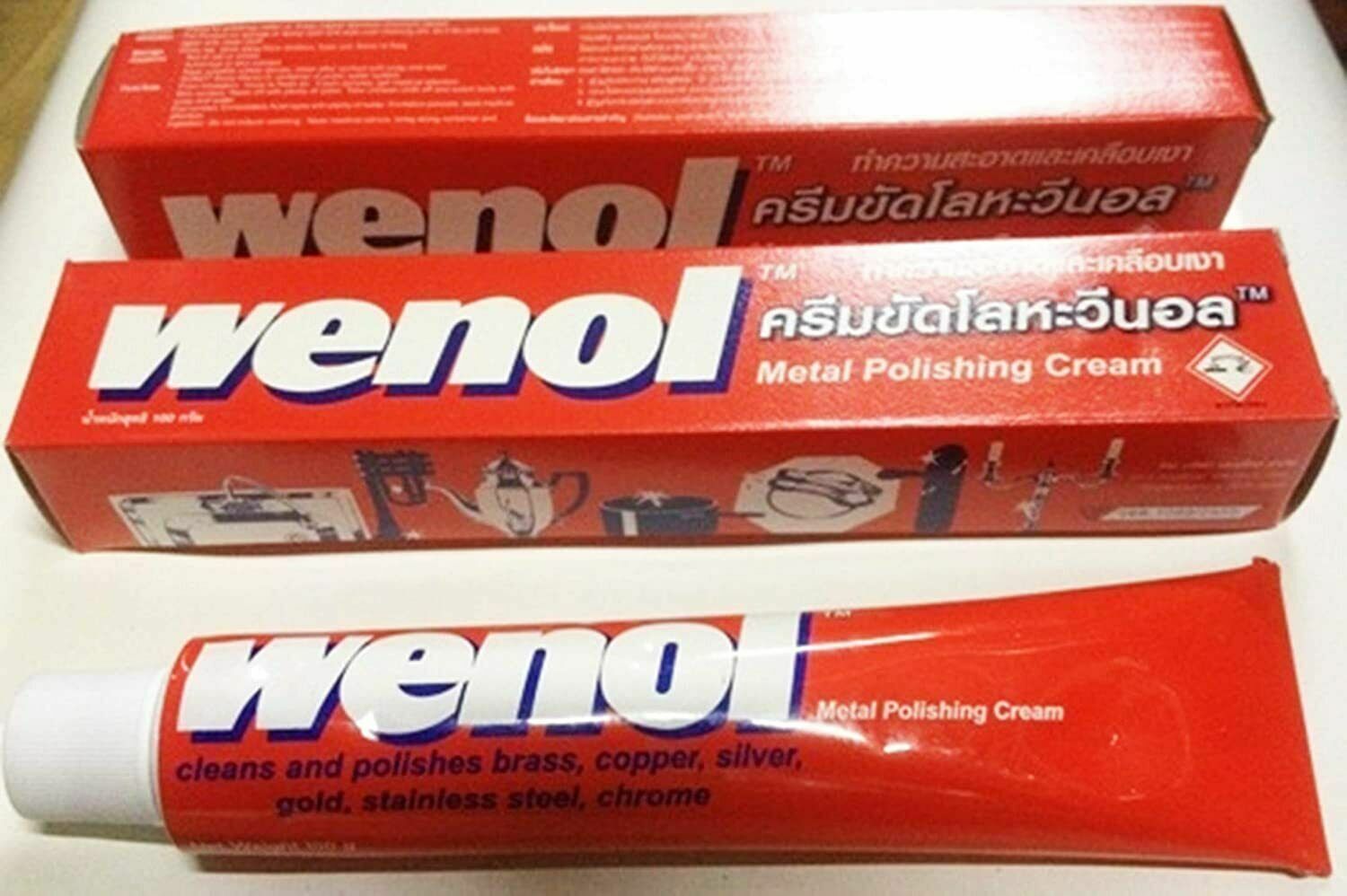 wenol Cream Polish 2 X 100g. WENOL Metal tube Stainless Steel Chrome Brass