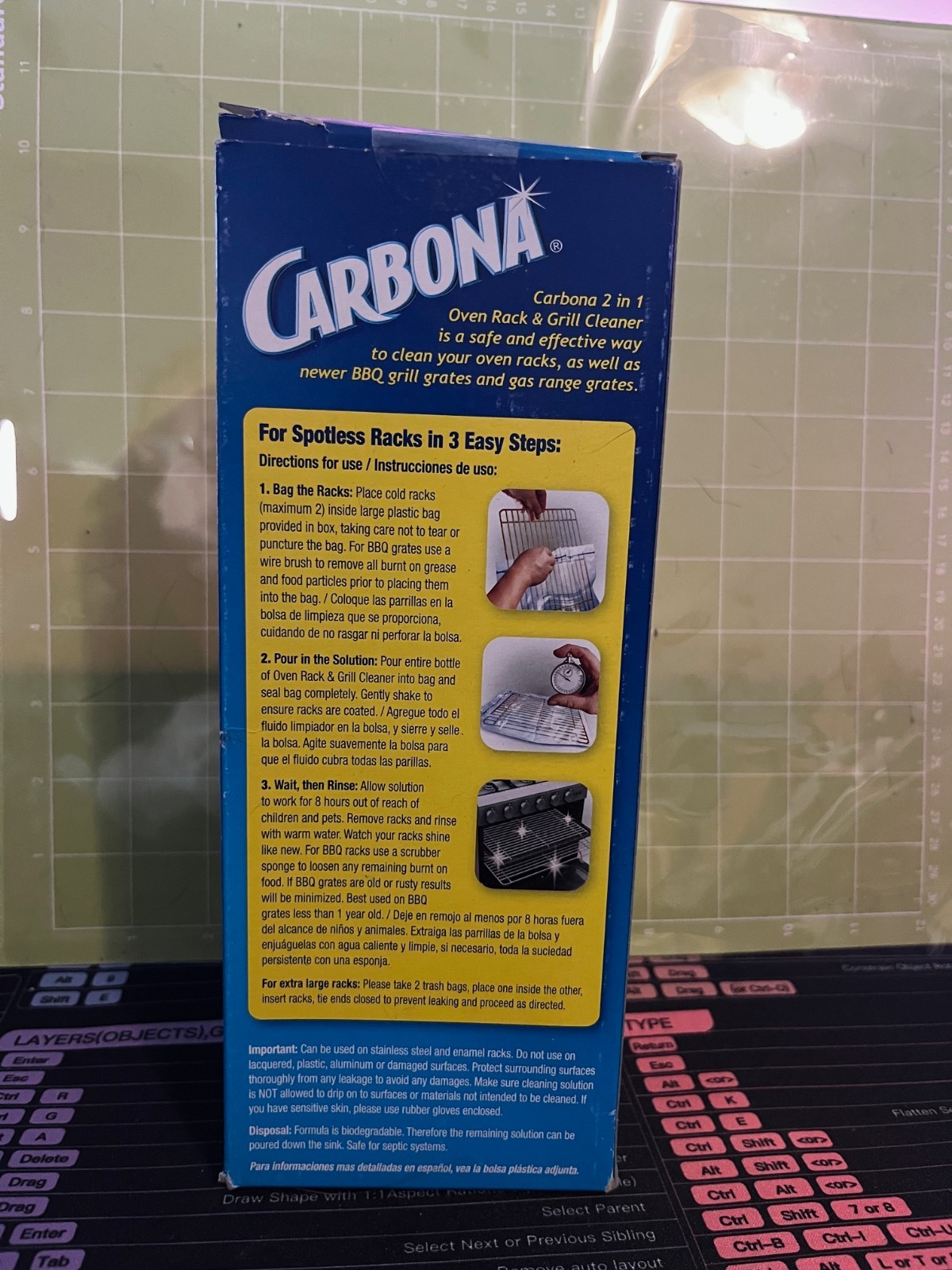 Carbona 2 In 1 Oven Rack & Grill Cleaner 16.8 oz With Bag & Gloves