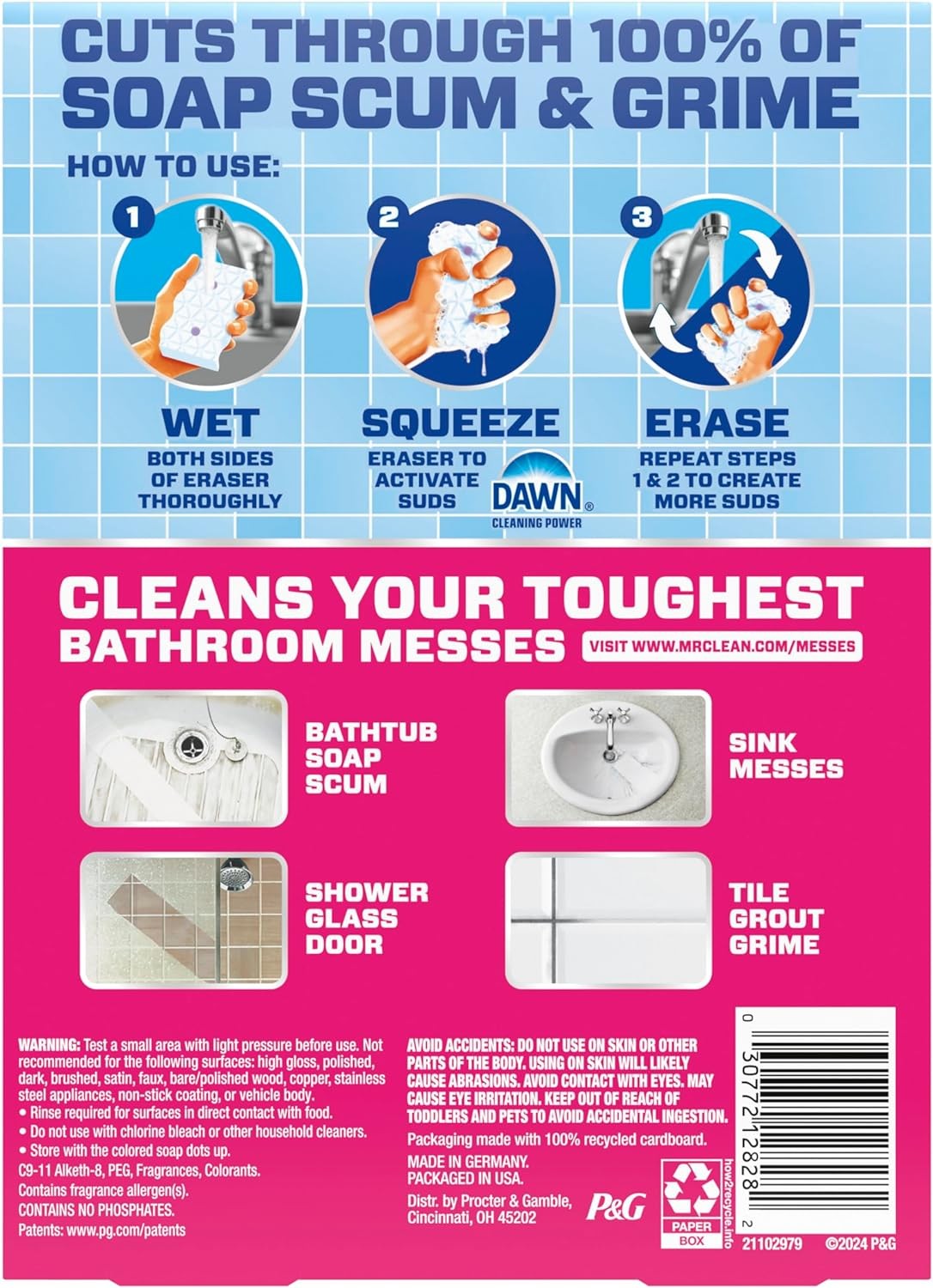 Mr. Clean Magic Eraser Sponge, Bathroom Cleaner, Shower Cleaner, Tub Cleaner, So