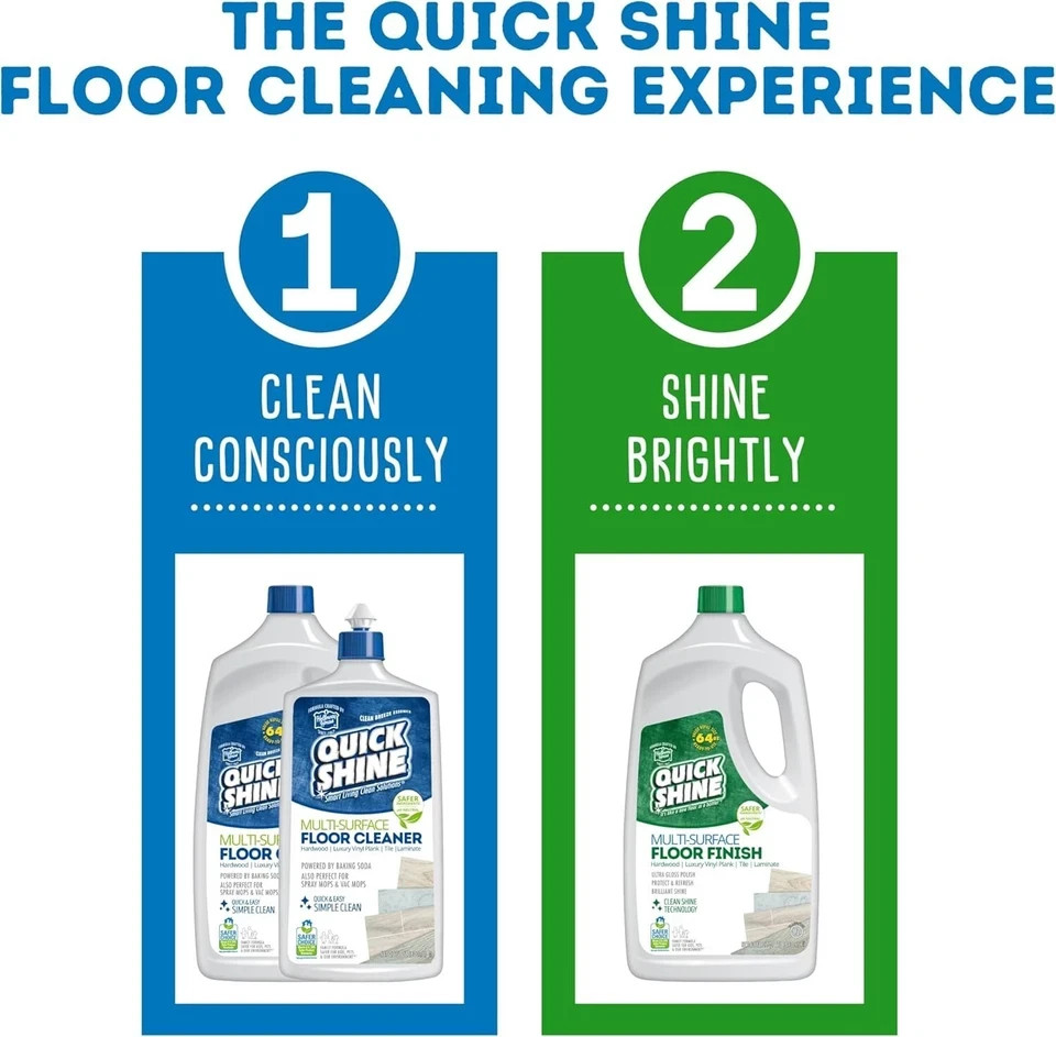 Quick Shine Multi Surface Floor Finish 64oz | Cleaner & Polish use on