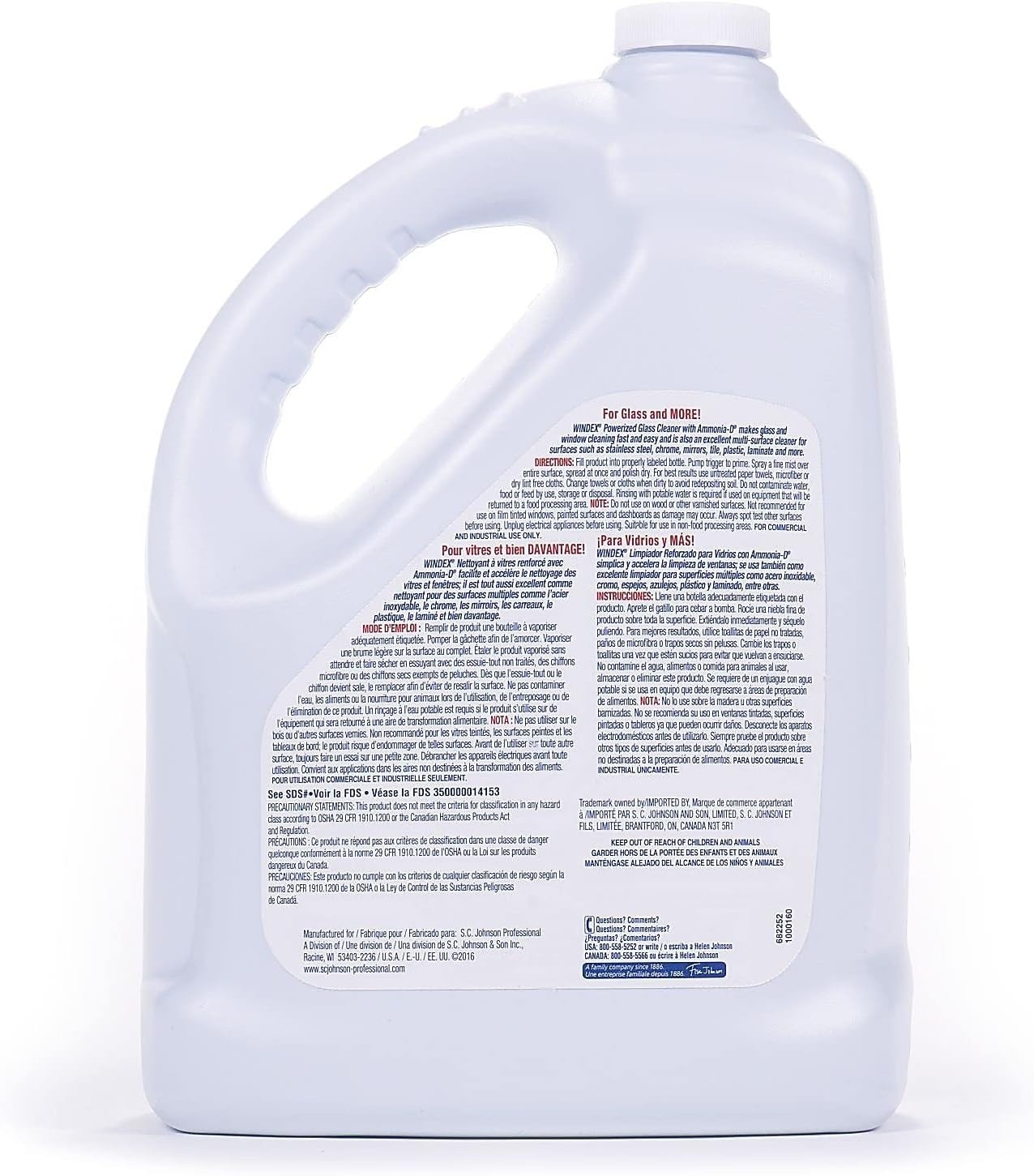 Windex Unscented Glass, Water-Based Soil, Easy-To-Pour, Cleans Window, 128 Fl Oz