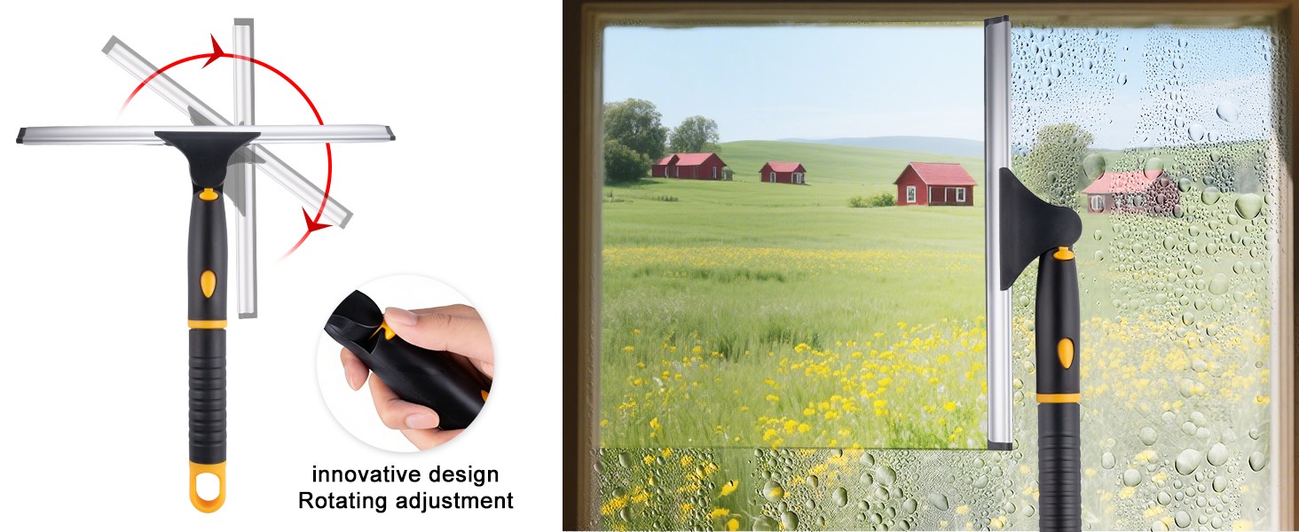 Swivel Shower Squeegee for Glass Doors, All-Purpose Anti-Slip Window Squeegee