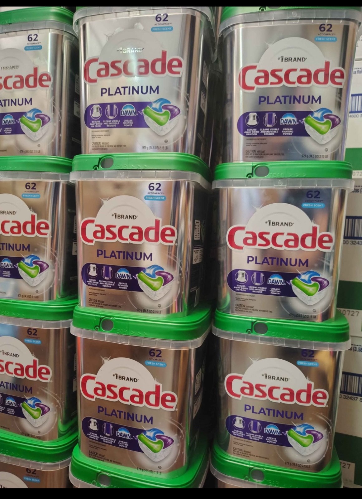 3) 62ct Cascade Platinum Dishwasher Pods Dishwasher Detergent 186T