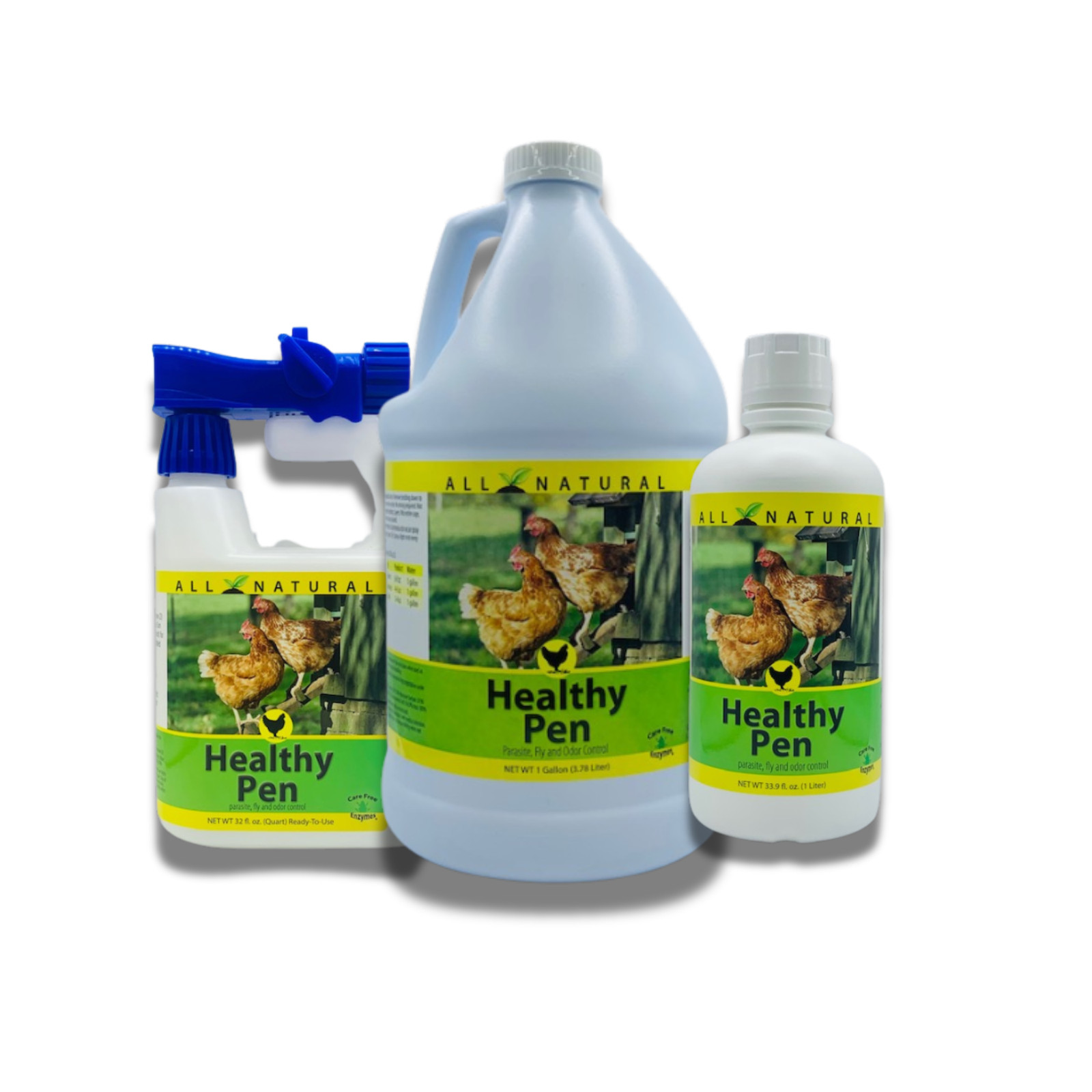 Natural Chicken Coop Cleaner & Deodorizer | Healthy Pen | 32 oz, 33.9 oz & 1 Gal