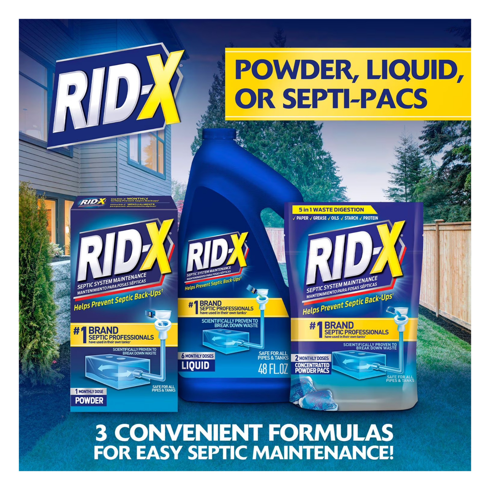 RID-X Septic Treatment, 5 Month Supply Of Powder, (49 oz.) Free Shipping RiDx