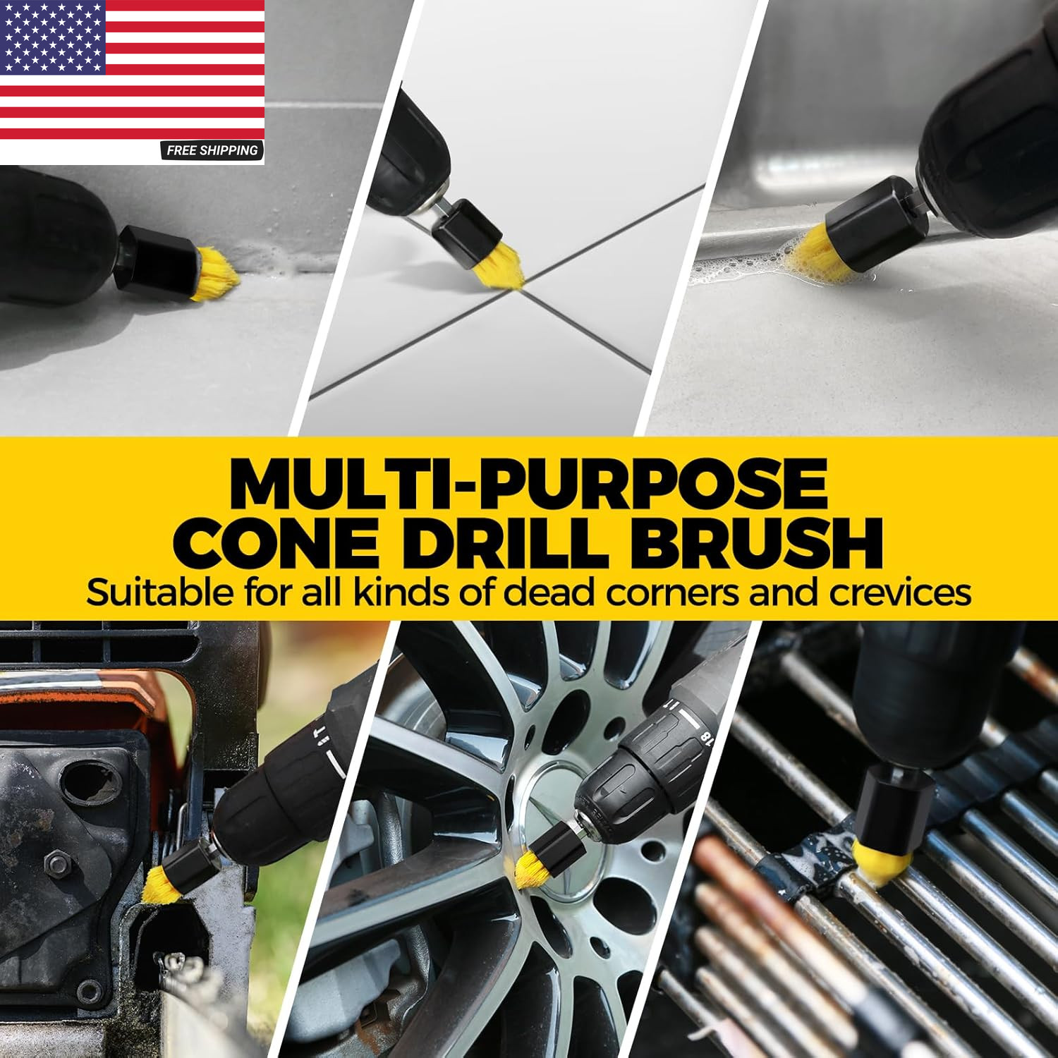 6Pack Drill Brush Power Scrubber Cleaning Brush Extended Long Attachment Set All
