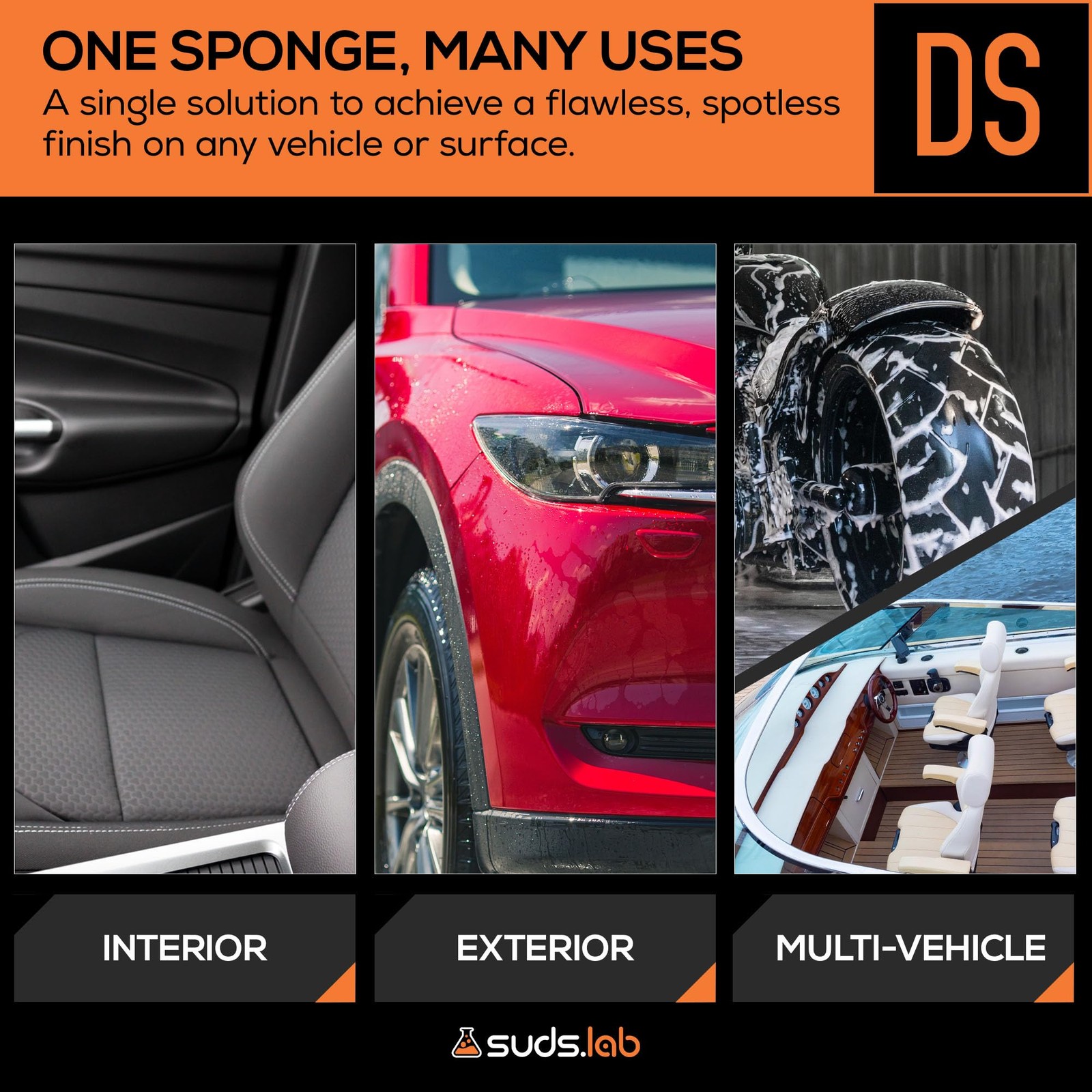 Suds Lab DS Microfiber Detailing Scrub Pad 3 Pack – Car Interior Cleaning & D…