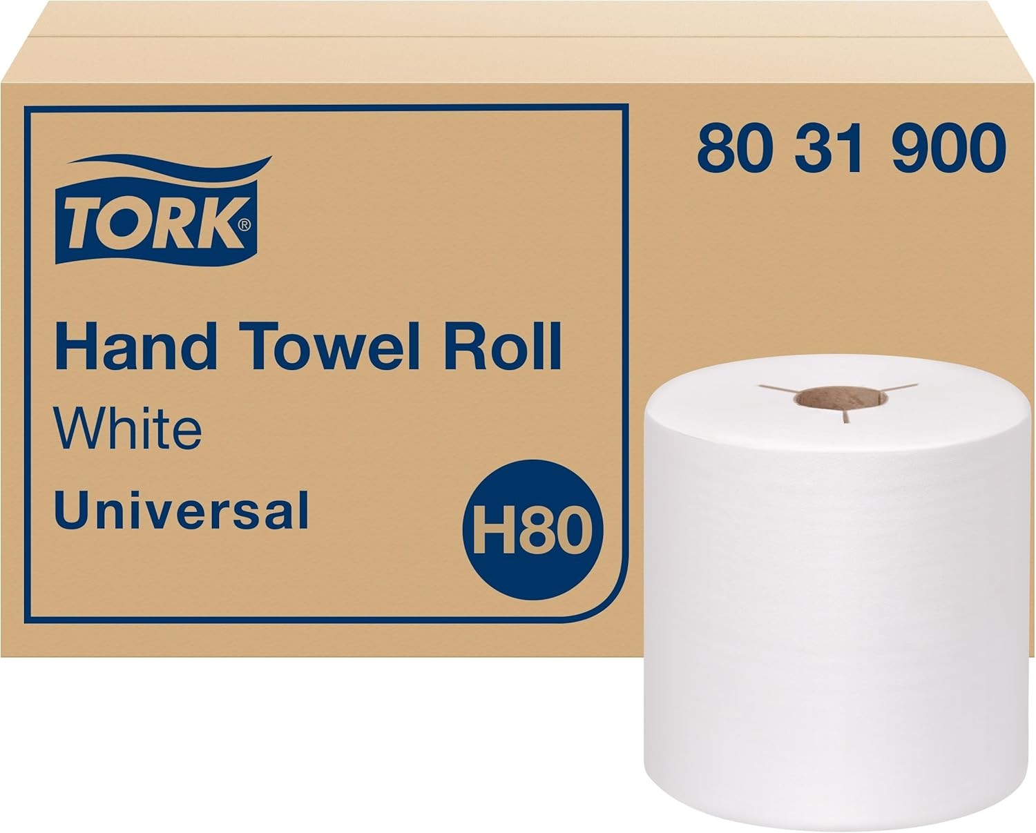 Tork Paper Hand Towel Roll White H80, Universal, 100% Recycled Fiber, 6 Rolls