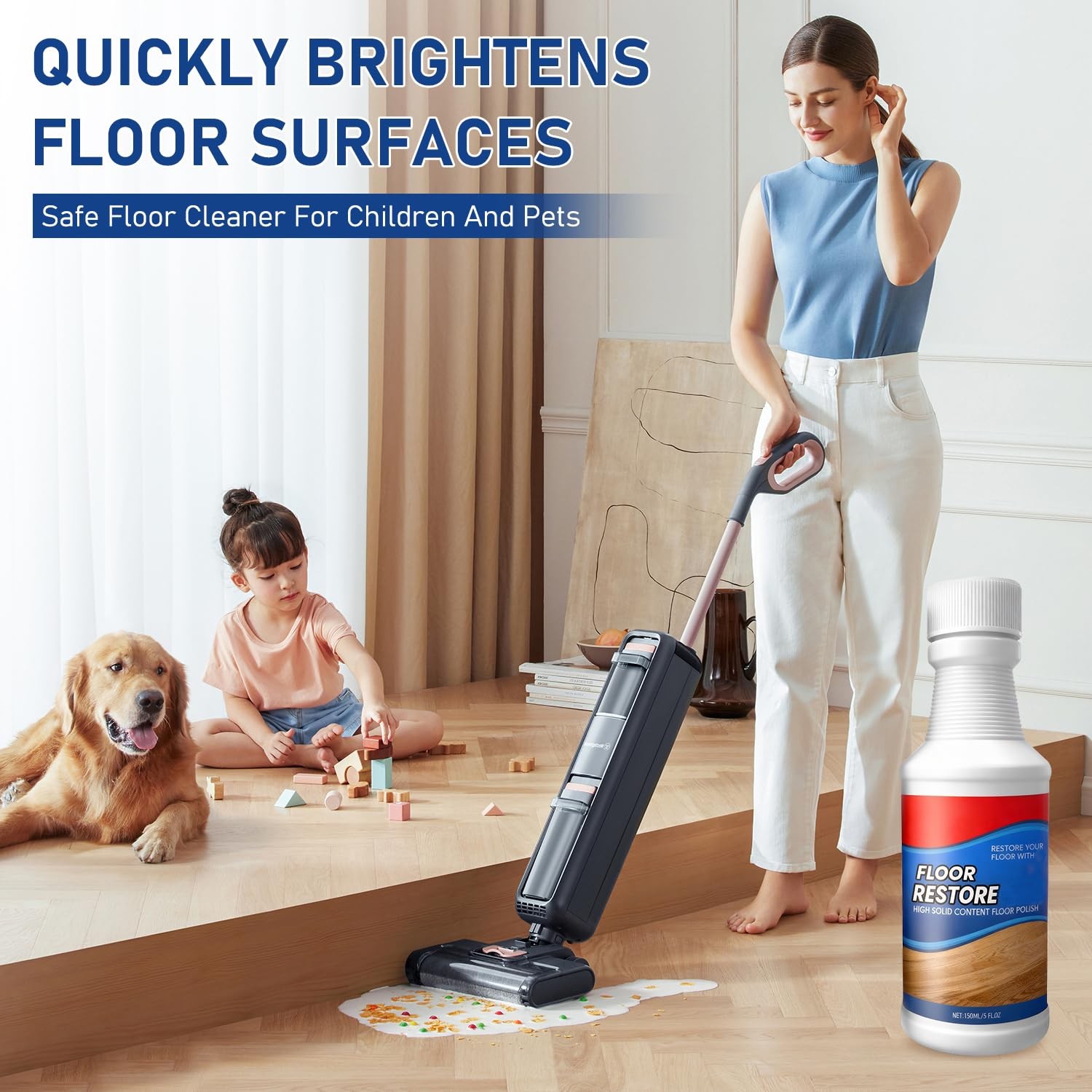 2Pcs Floor Restore Cleaner & Polish,High Solid Content Floor Polish For Shine…