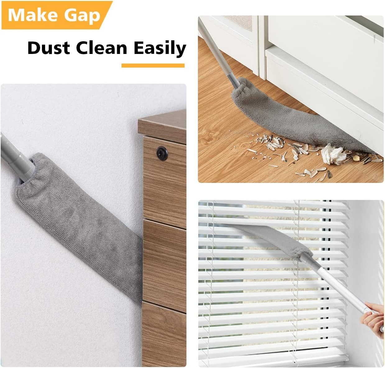 Retractable Gap Dust Cleaner with 3 Reusable Microfiber Dusting Cloths, Under…