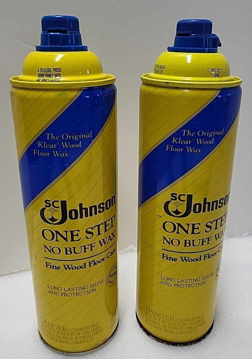 2 Used Johnson One Step No Buff Wax Fine Wood Floor Care 22 FL OZ Can *1/2 Full*