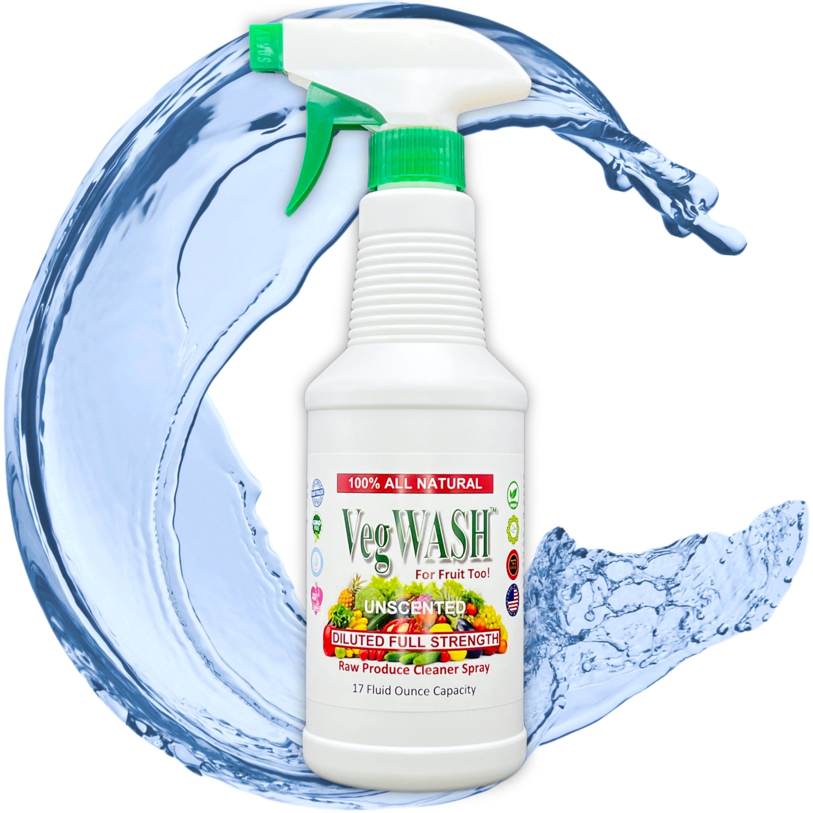 VegWASH™ Raw Produce Cleaner (Unscented) – Just Add Water for 16.9 Fl Oz Spray