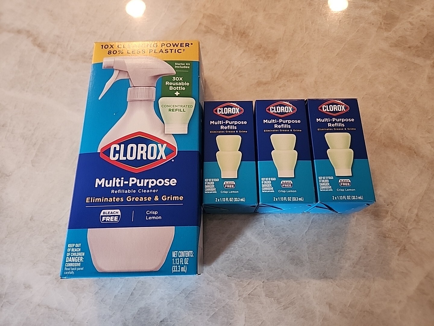 Clorox Refillable Cleaner Starter Kit Crisp Lemon All-Purpose Cleaner &6 Refills