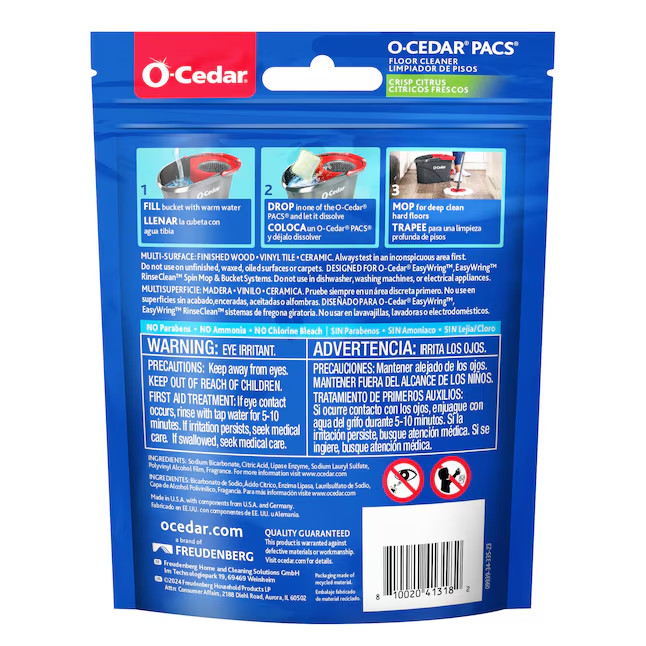 O-Cedar PACS Citrus Packet Floor Cleaner 10 -Count