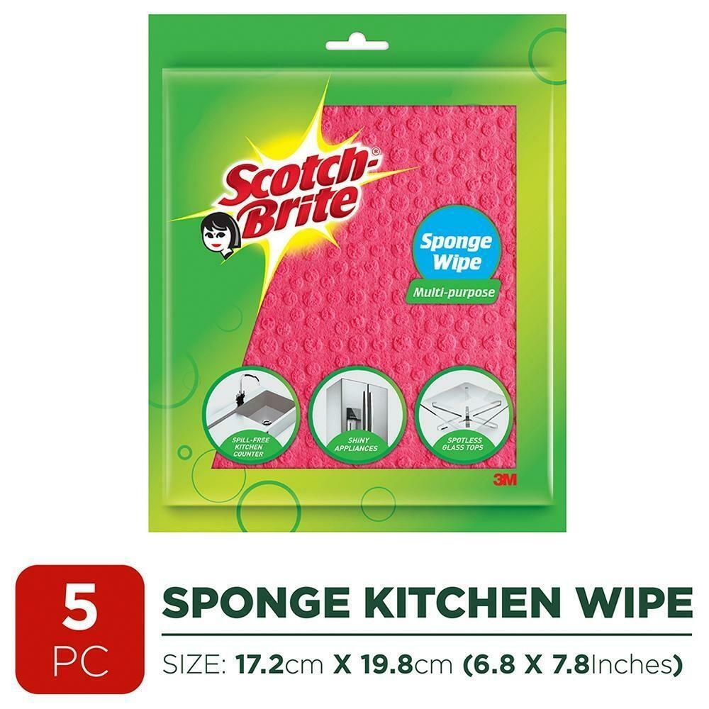 Scotch-Brite Sponge Wipe -Multipurpose- Absorbs Water 10X Times-3-5-10 Pcs Pack