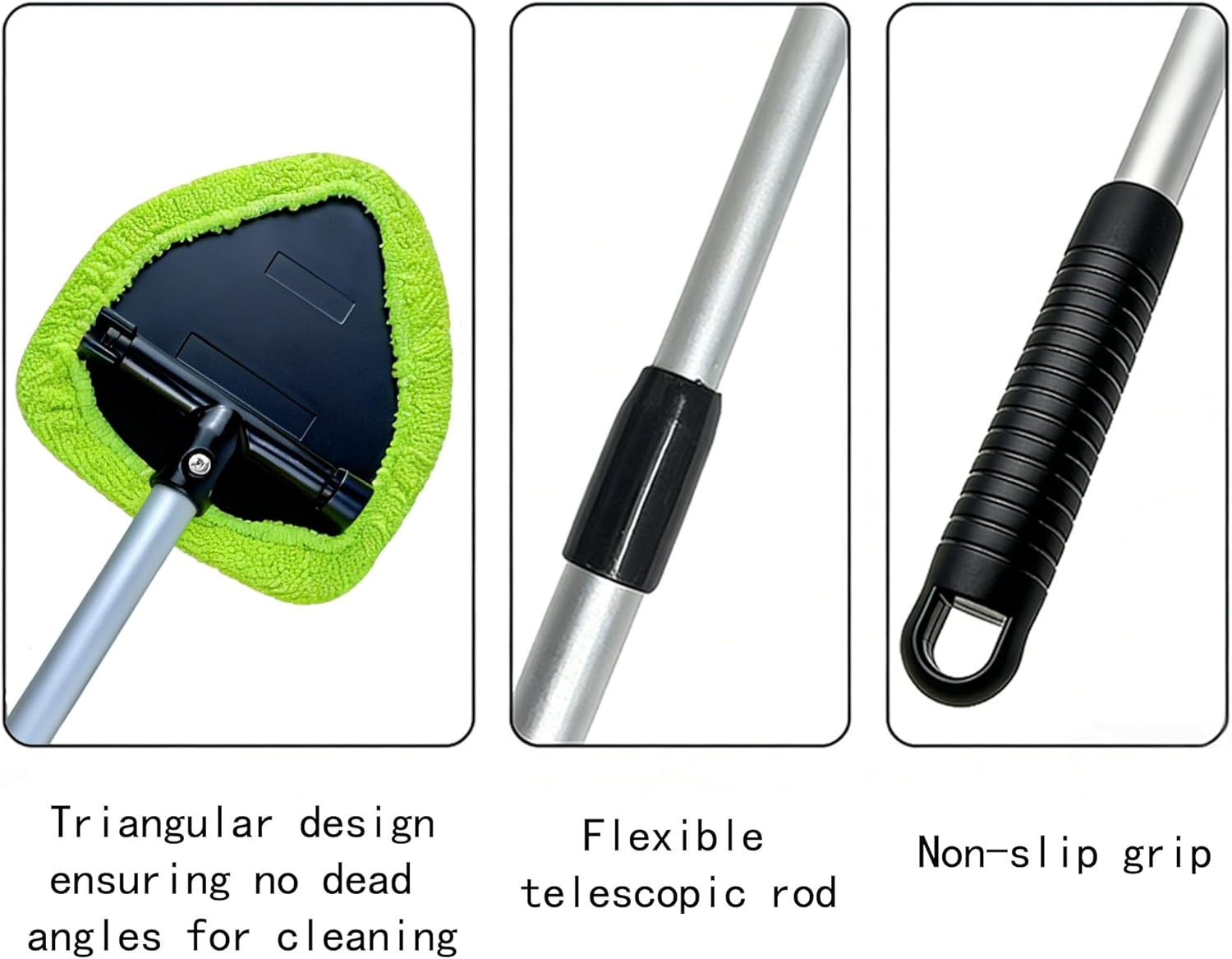 Microfiber Car Windshield Cleaning Tool with Extendable Handle,Car Defogging Gla