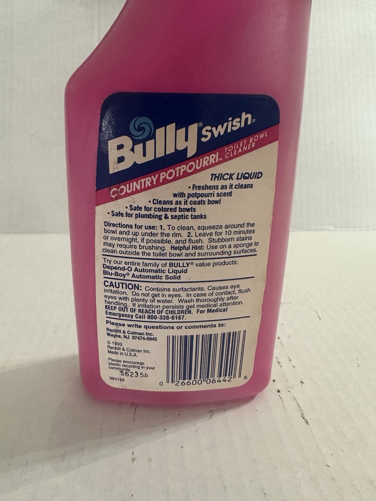 Bully Swish Country Potpourri Toilet Bowl Cleaner NOS 1991 USA