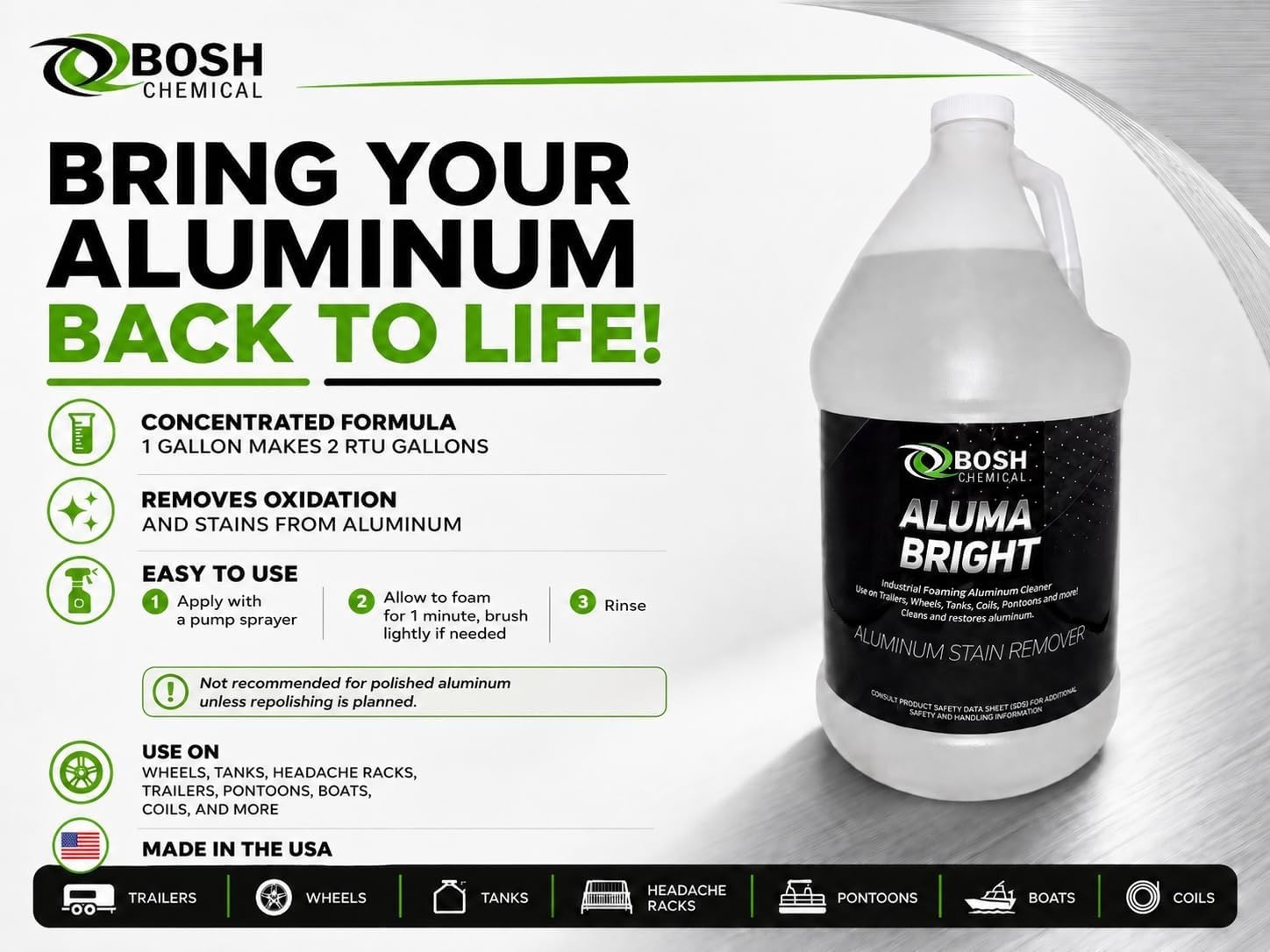 Aluma Bright, Aluminum Cleaner and Brightener, 1 Gallon Concentrate