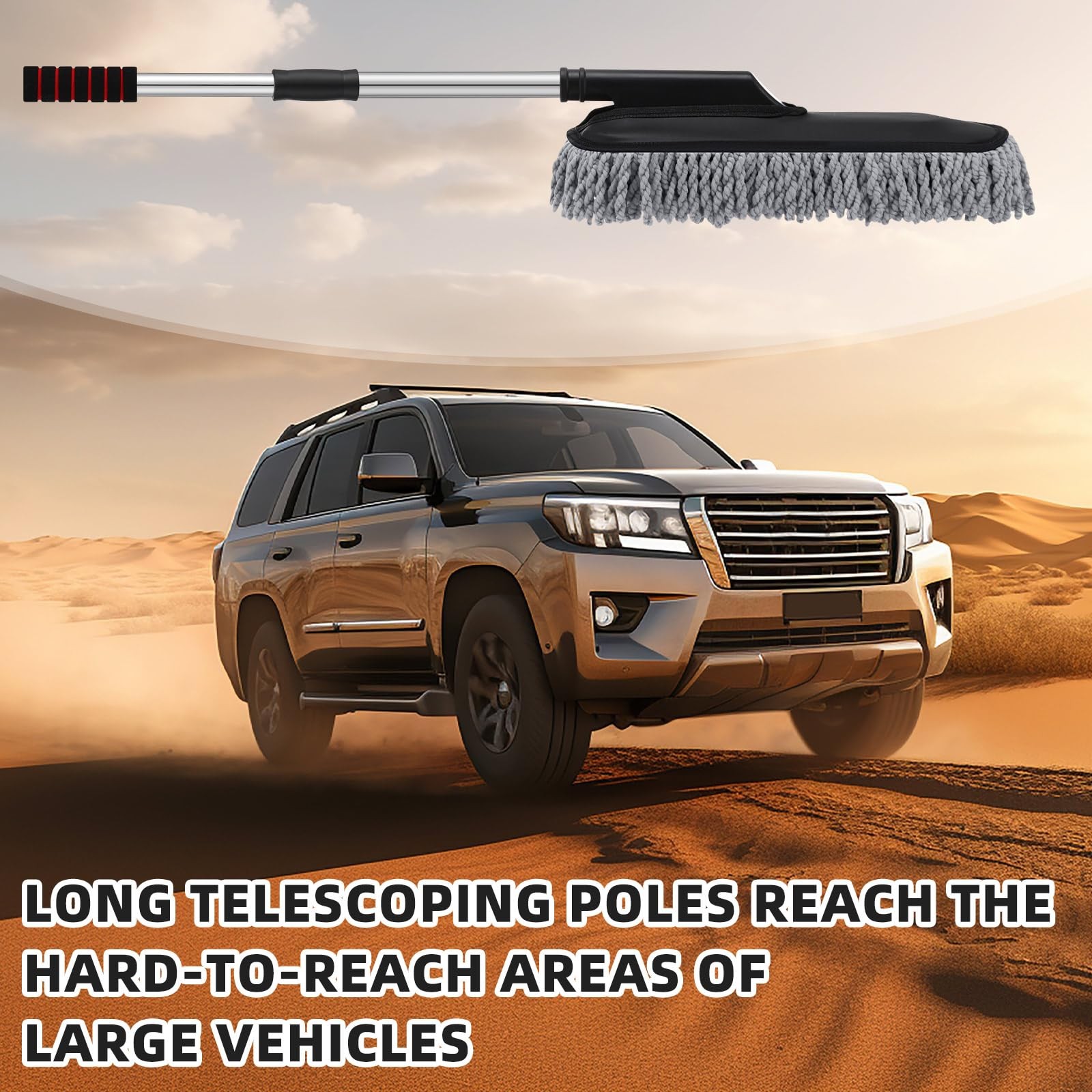 1 Pack Microfiber Car Duster Exterior Scratch Free with Extendable Handle Sof…