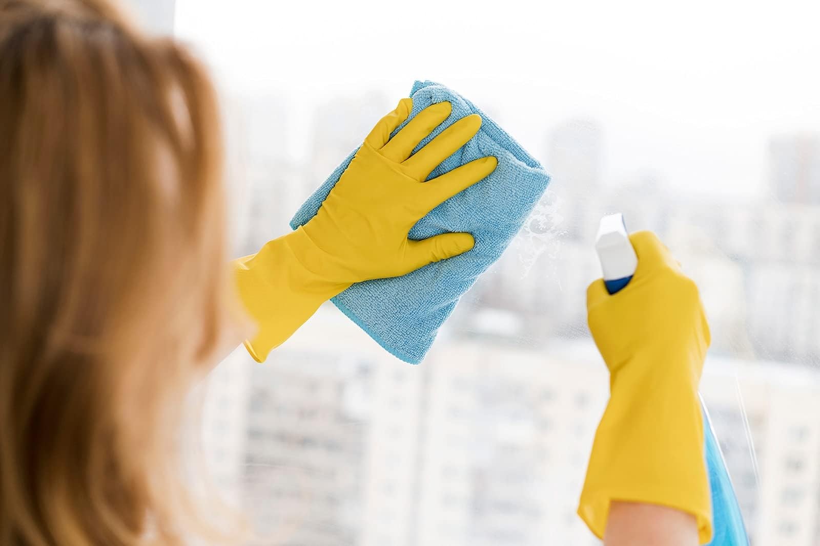 SteadMax 1 Pair Cleaning Gloves, Reusable Natural Rubber Dish Small, Yellow