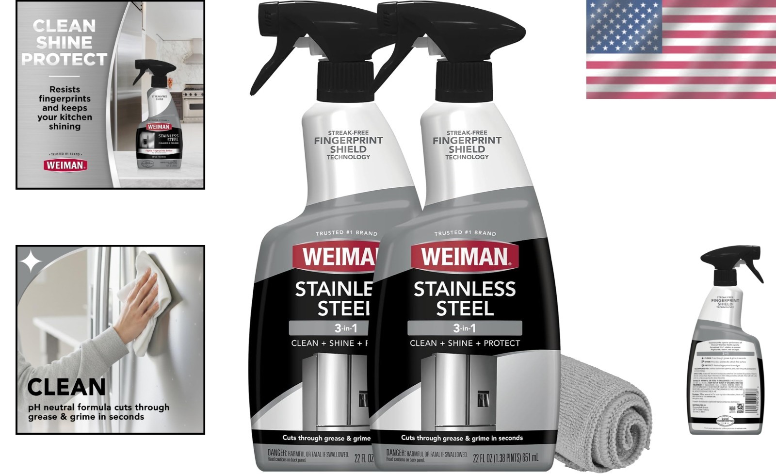 Citrus Scent Stainless Steel Cleaner – 22 Fl Oz Bundle for Appliances with Cloth