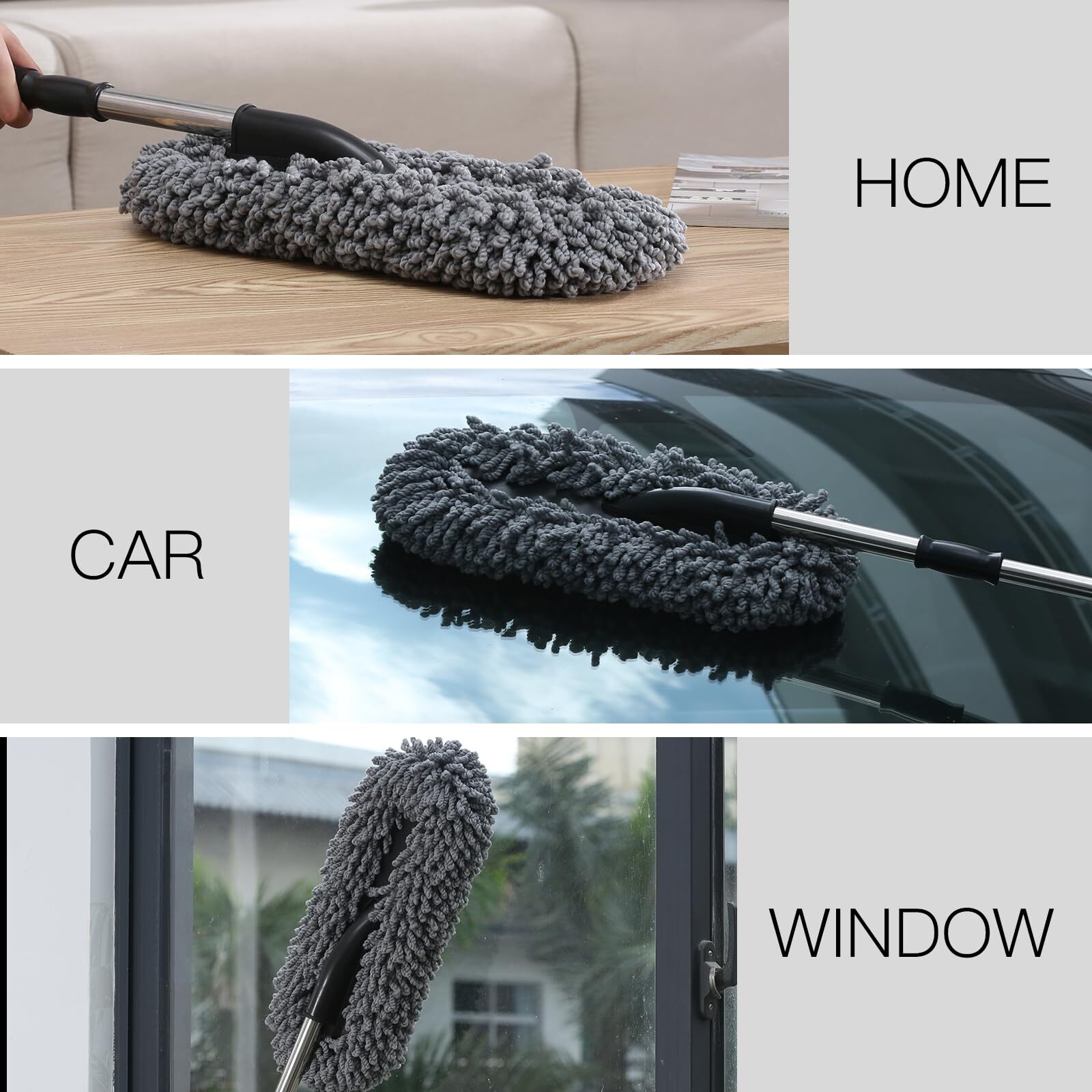 3 Pack Large Microfiber Car Duster Exterior Scratch Free With Extendable Car Dus