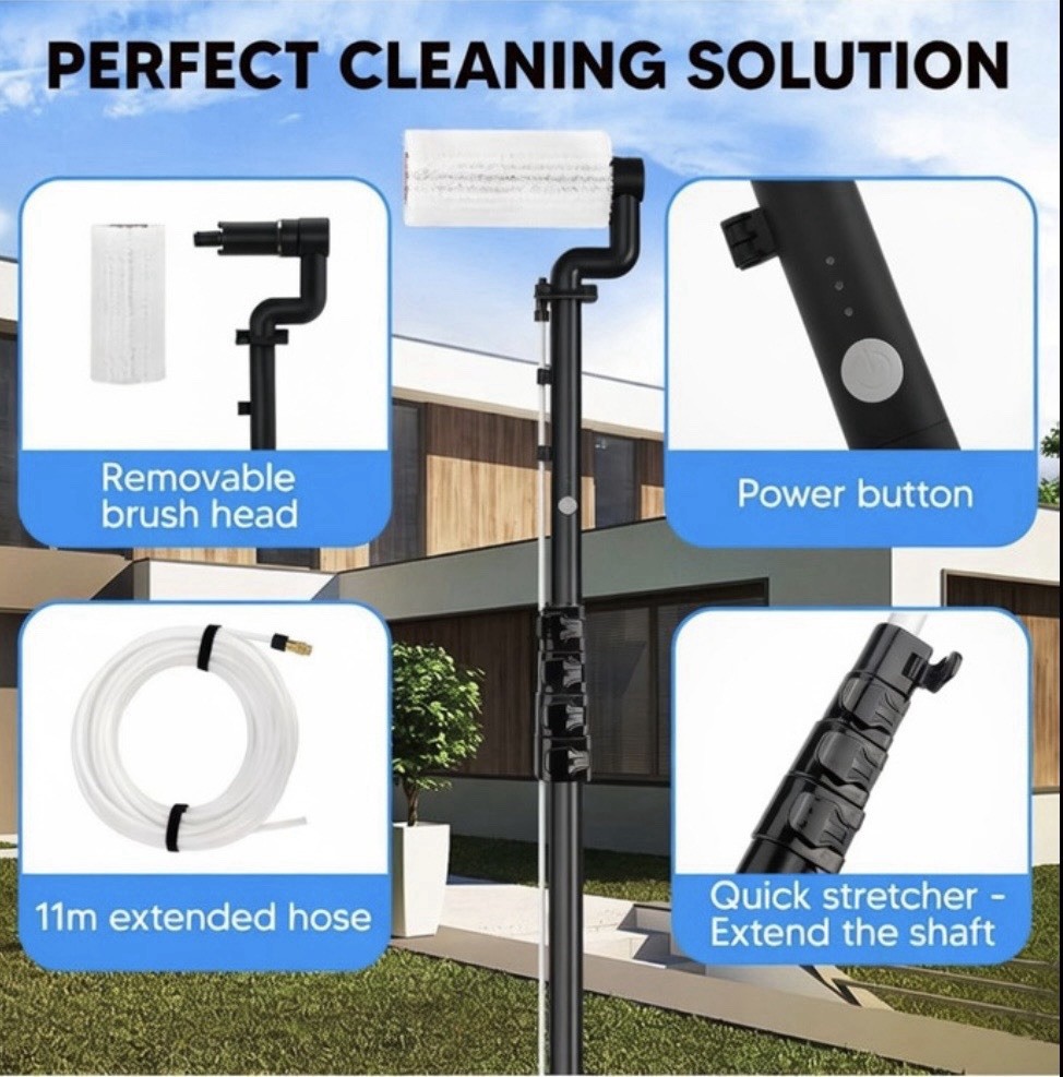 Solar Panel (rechargeable) Electric Cleaning Brush, Greenhouse Brush