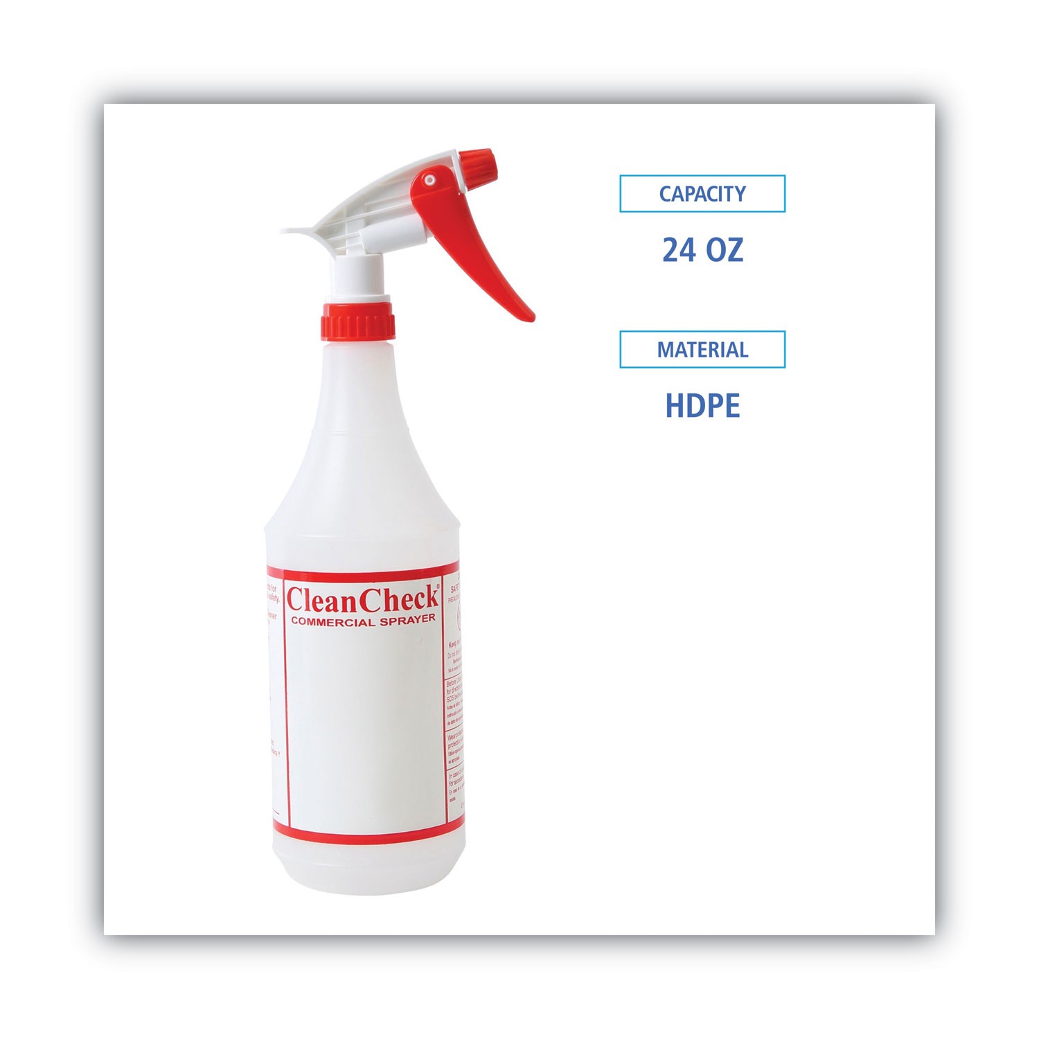 Boardwalk® Trigger Spray Bottle, 32 oz, Clear/Red, HDPE, 3/Pack