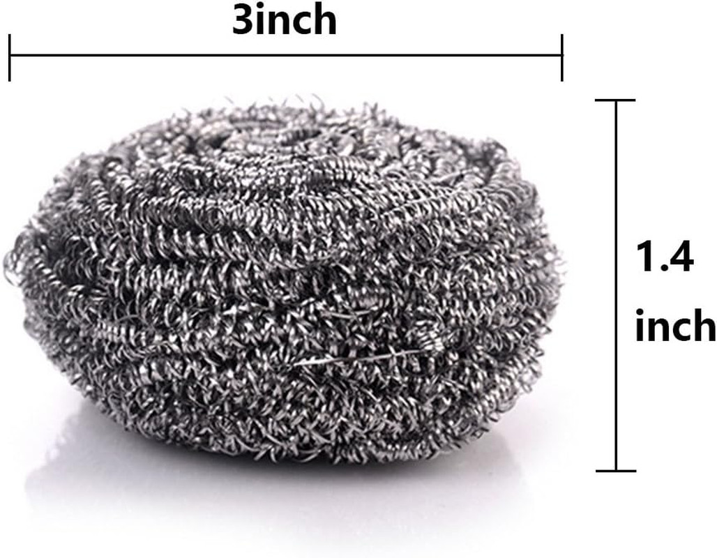 12 Pcs Stainless Steel Wool Scrubber, Steel Wool Soap Pads, Steel Wool Scrubber