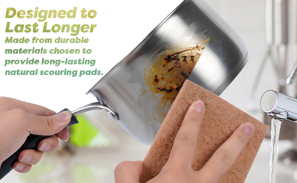 Natural Scouring Pads (12 Pack) – Eco Friendly Scrubbing Pads for Kitchen
