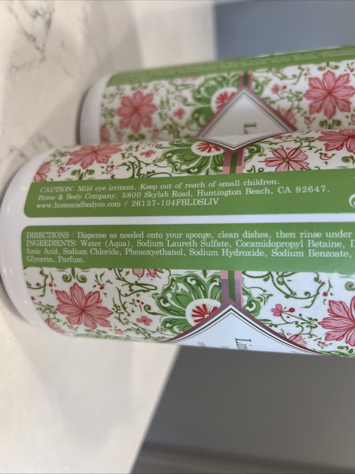2-Pack Home and Body Co ~ Lemon Verbena Dish Soap 32 floz each Fluer Bloome New