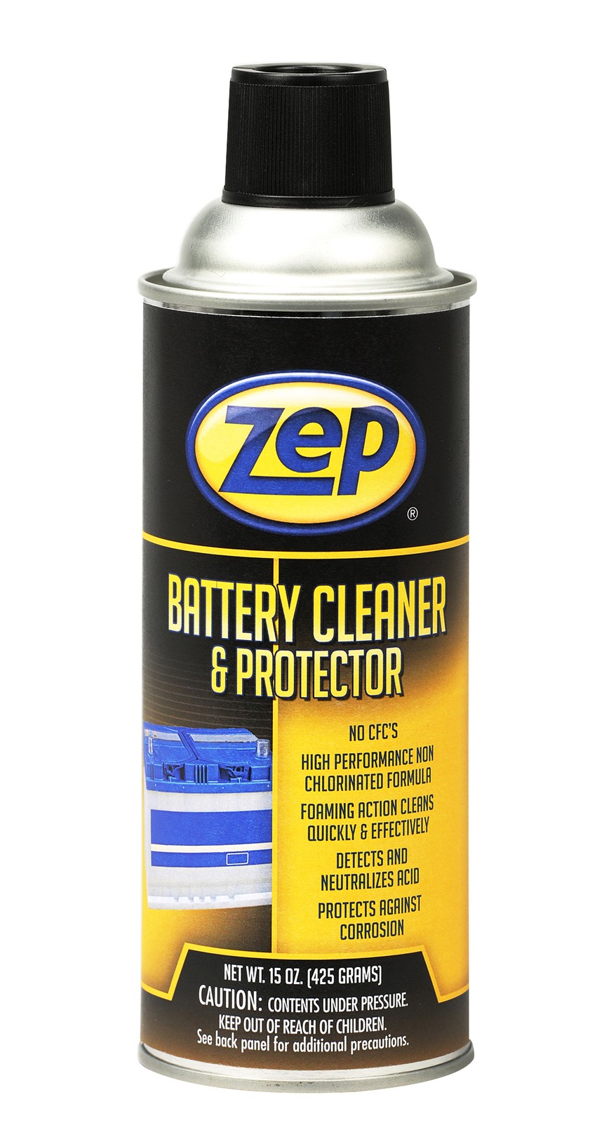 Zep Battery Cleaner and Protector – 15 oz (Case of 12) – 1047944 – Foaming