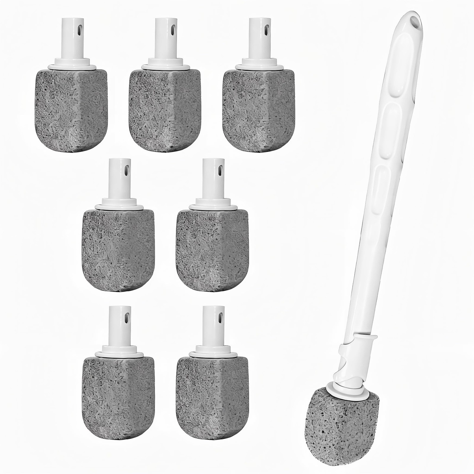 7 PCS Pumice Stone Toilet Bowl Cleaner 30cm Long Handle Wand Hard Water