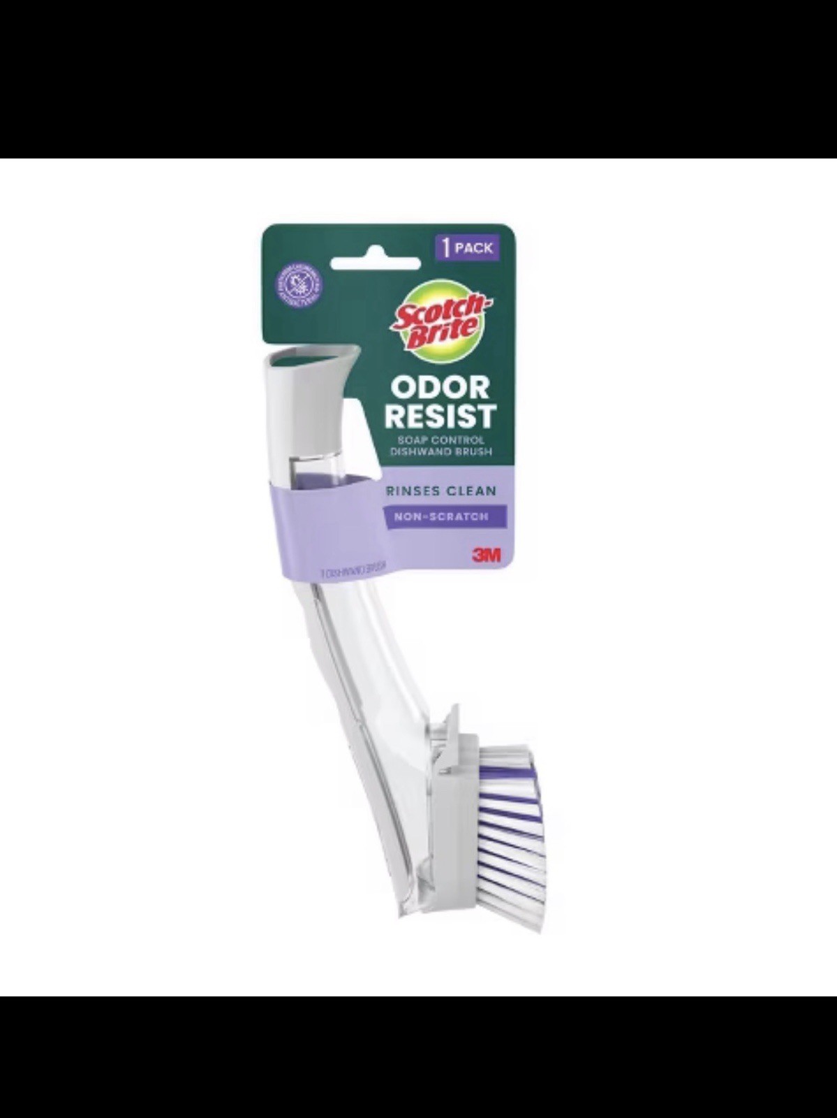 Odor Resist Soap Control Dishwand Brush, Non-Scratch Cleaning Brush with Scraper