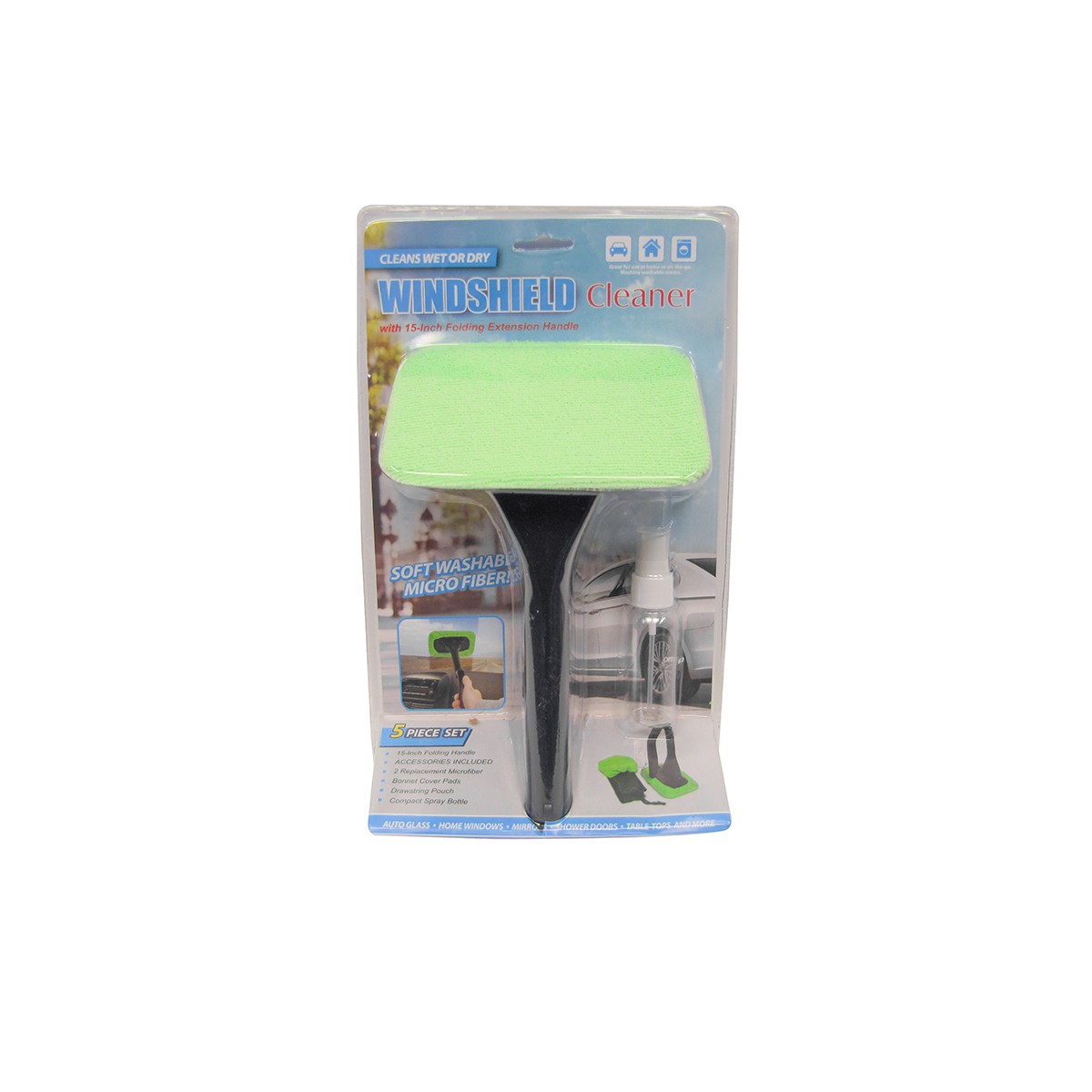 Car Windshield Clean Kit Microfiber Cloth Wand Interior Brush Glass Window Tool