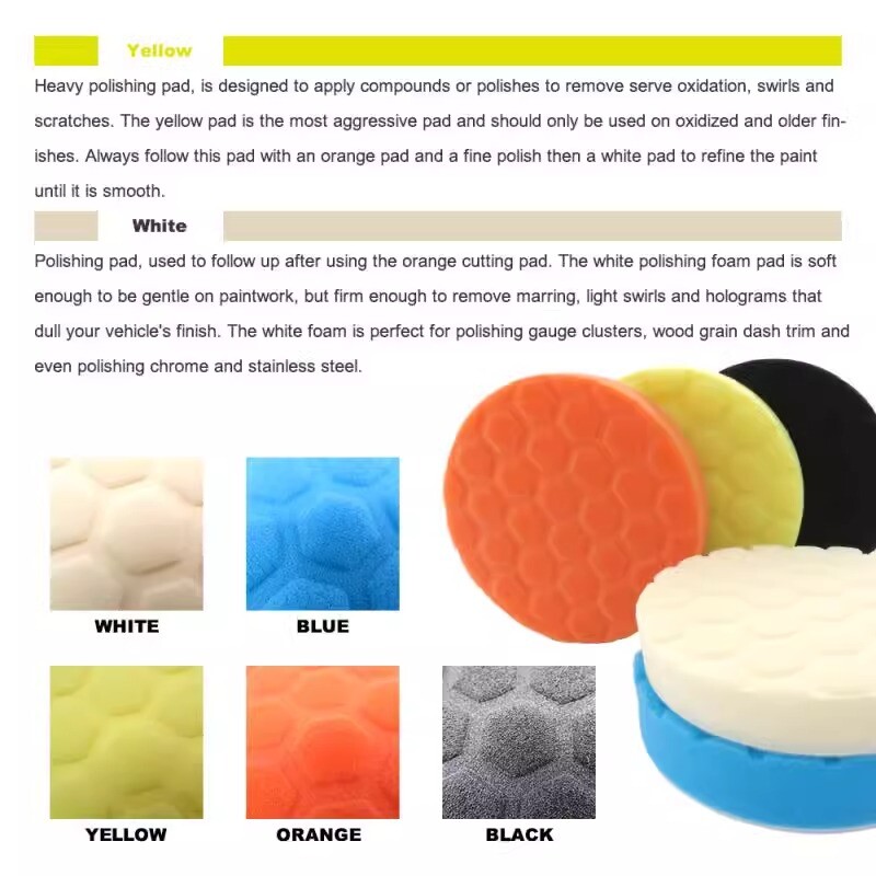 5PCS 6″ 150mm Buffing Waxing Polishing Sponge Pads Kit For Car Polisher Drill