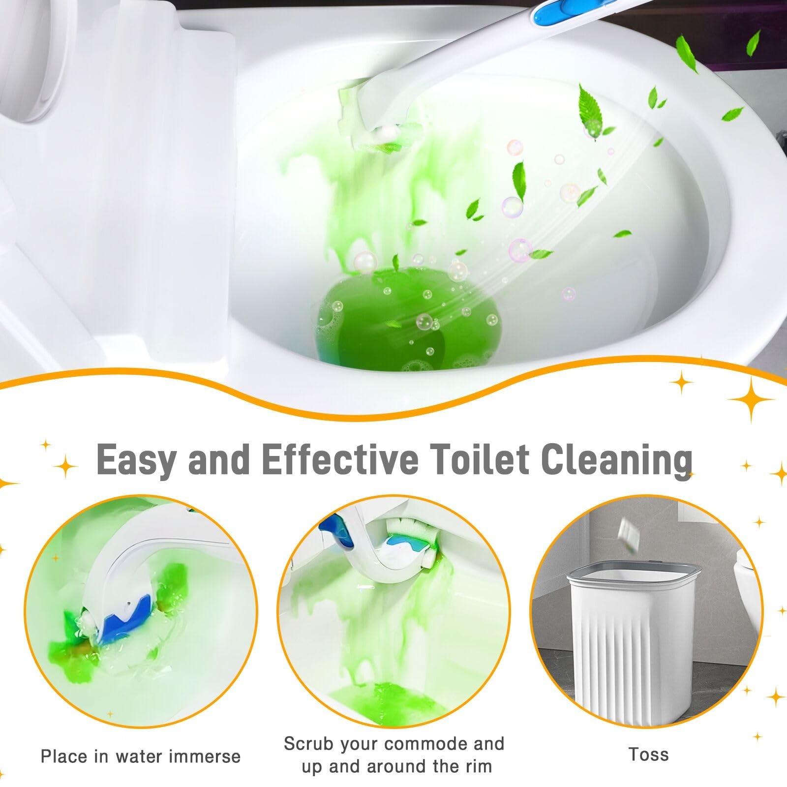 Toilet Cleaner Refill Pads 48 Refills Citrus Scent Toilet Scrubber Refill Enh…