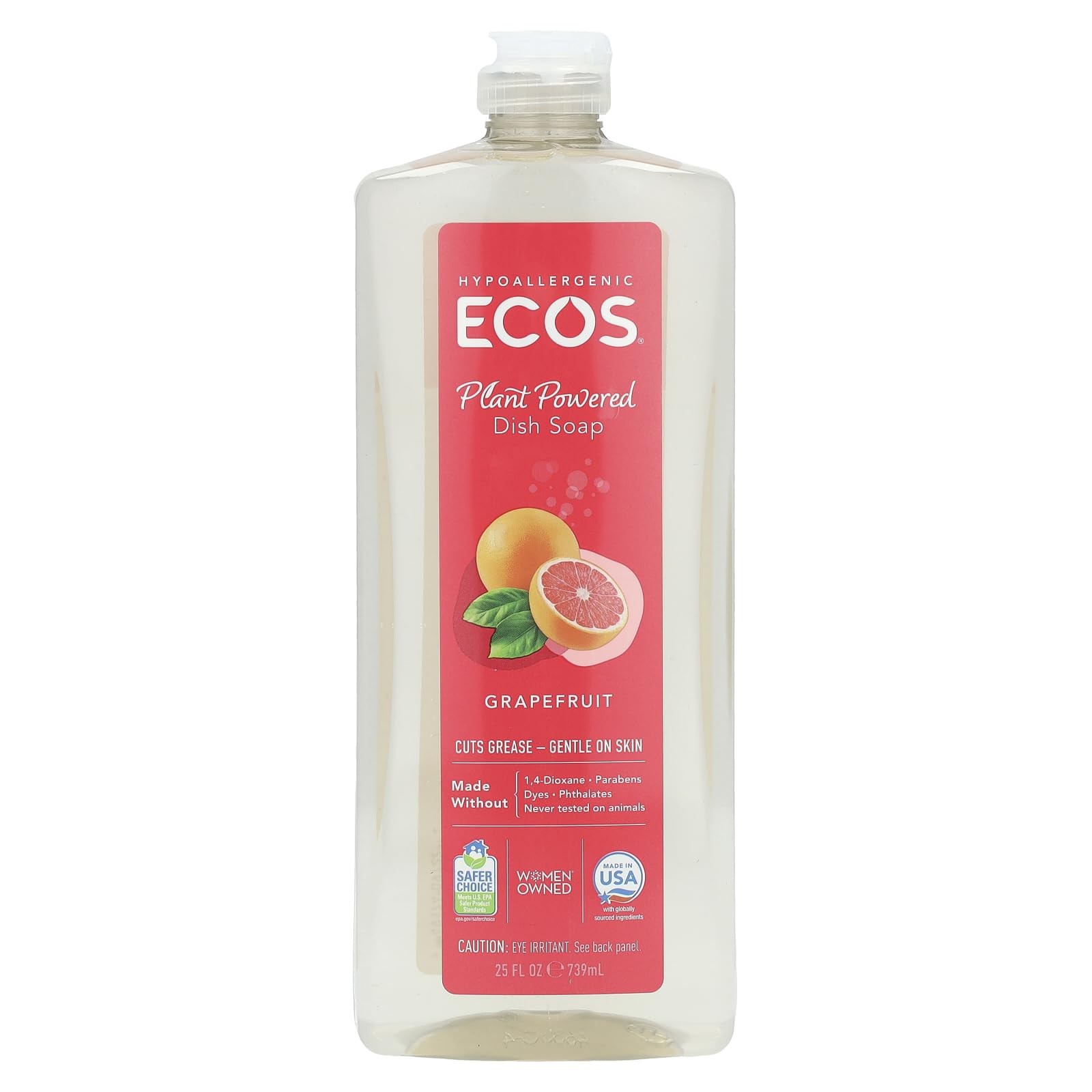 Plant Based Dishwashing Liquid 25 Fl Oz Grapefruit Grease Cutter Cleaner