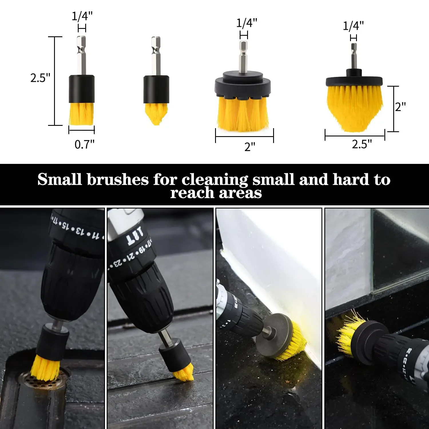5/6/7/9 Pcs Cleaning Brush Attachment Set Power Scrubber Brush with 1/4“ Extend