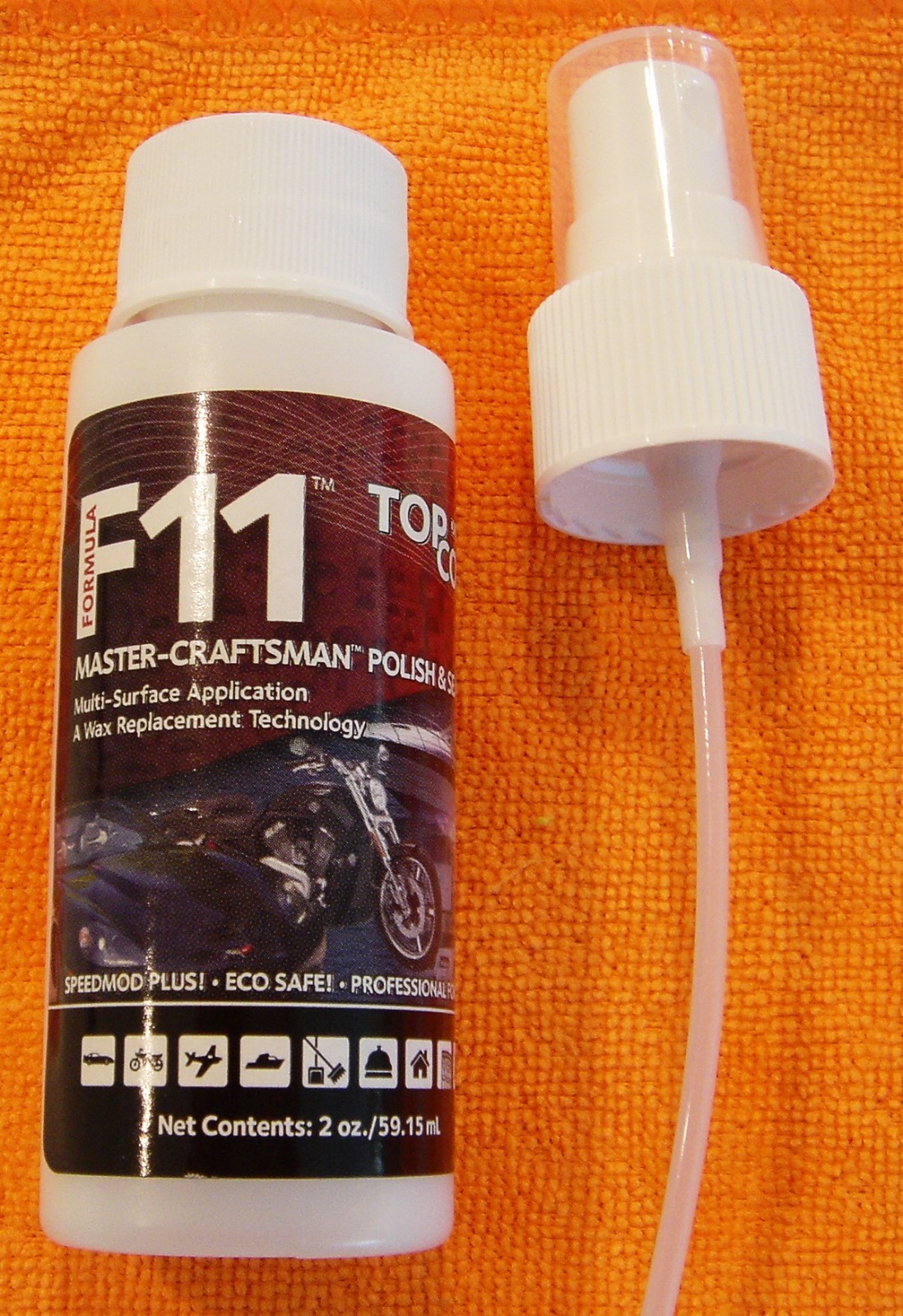 F11 TOPCOAT 2 OZ SPRAY BOTTLE & MICROFIBER TOWEL SUPER CAR SAVER WAX SAVE $$$$$$