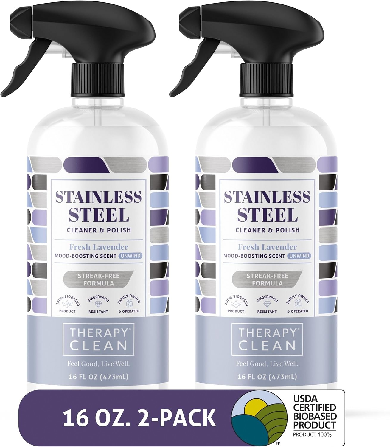 Therapy Stainless Steel Cleaner Polish Lavender 2 Pack 16oz