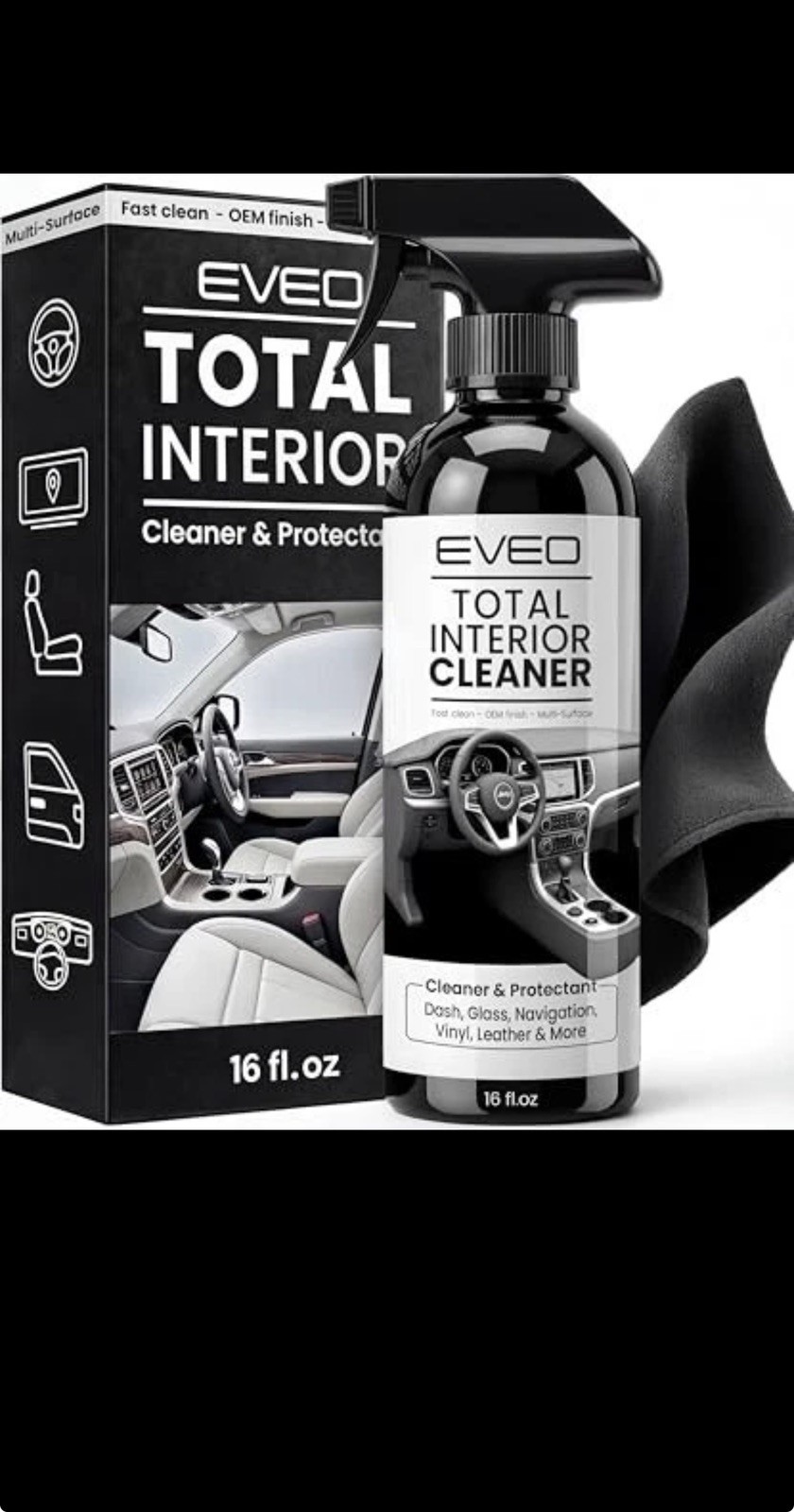 EVEO Total Car Interior Cleaner Kit – Interior Car Cleaner, Car Seat Cleaner &