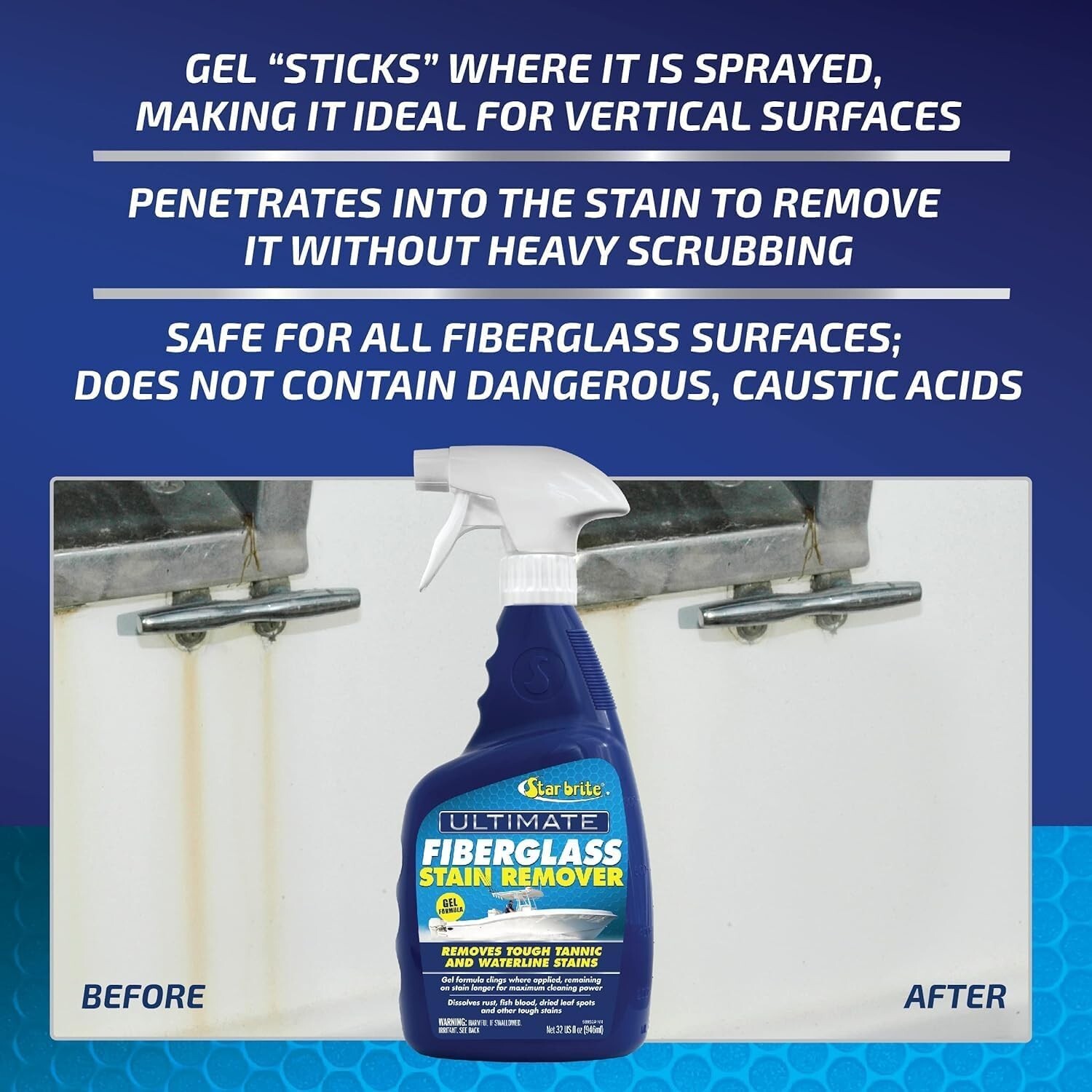 STAR BRITE Ultimate Fiberglass Stain Remover 32oz Easy-to-Use Marine Grade 98932