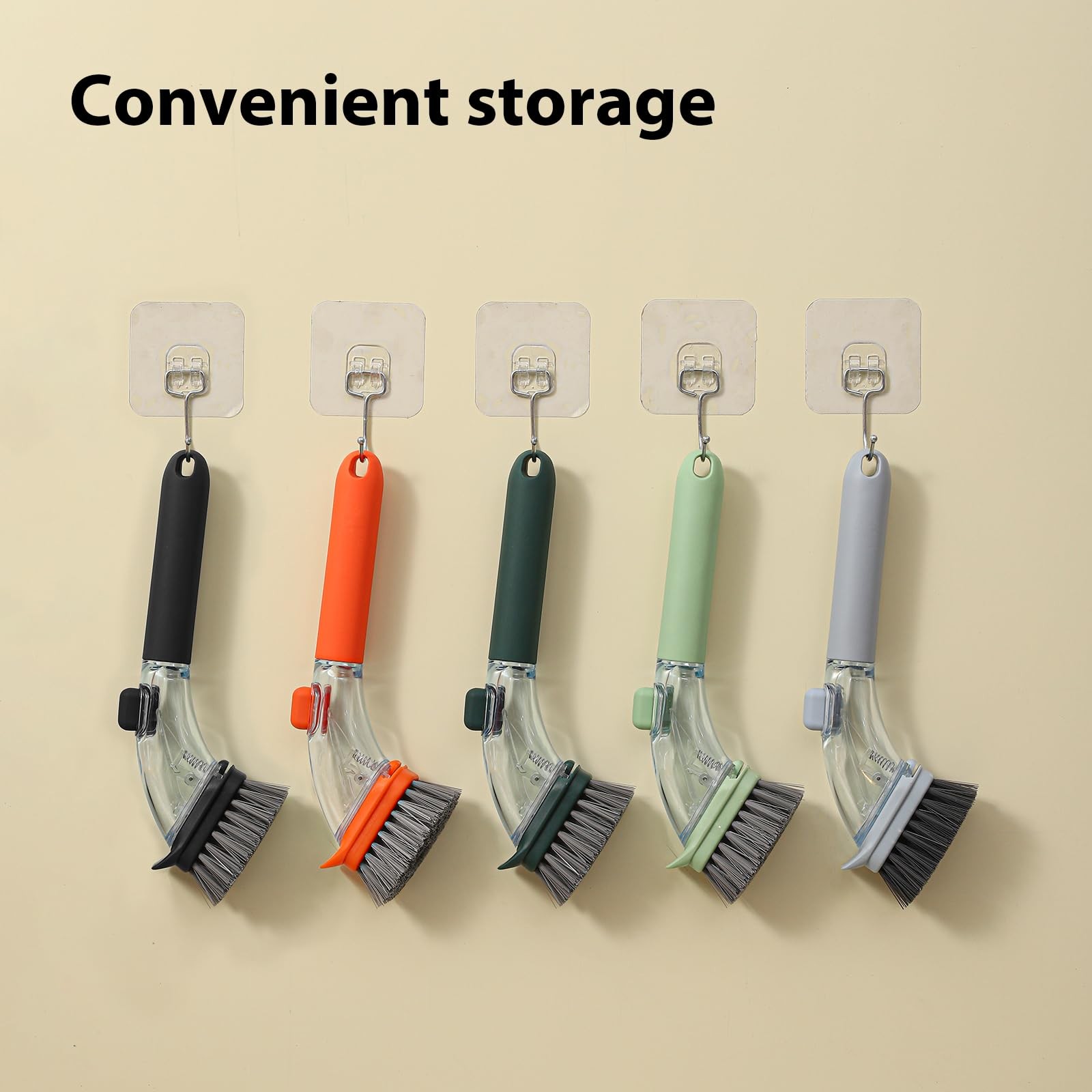 Soap Dispensing Dish Brush with Handle, Kitchen Scrub Brush for Dishes Pots P…