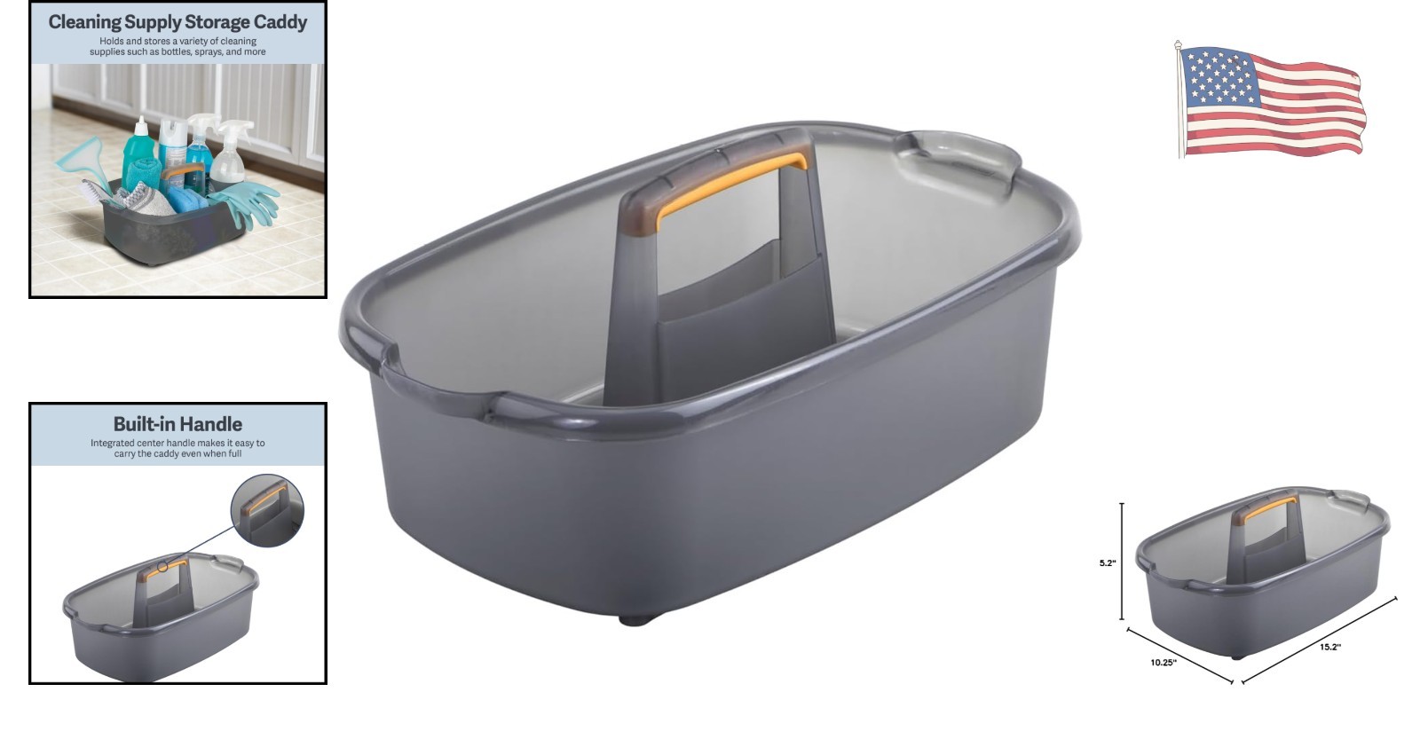 Compact 1.85-Gallon Cleaning Caddy with Orange Handle – Stylish & Practical